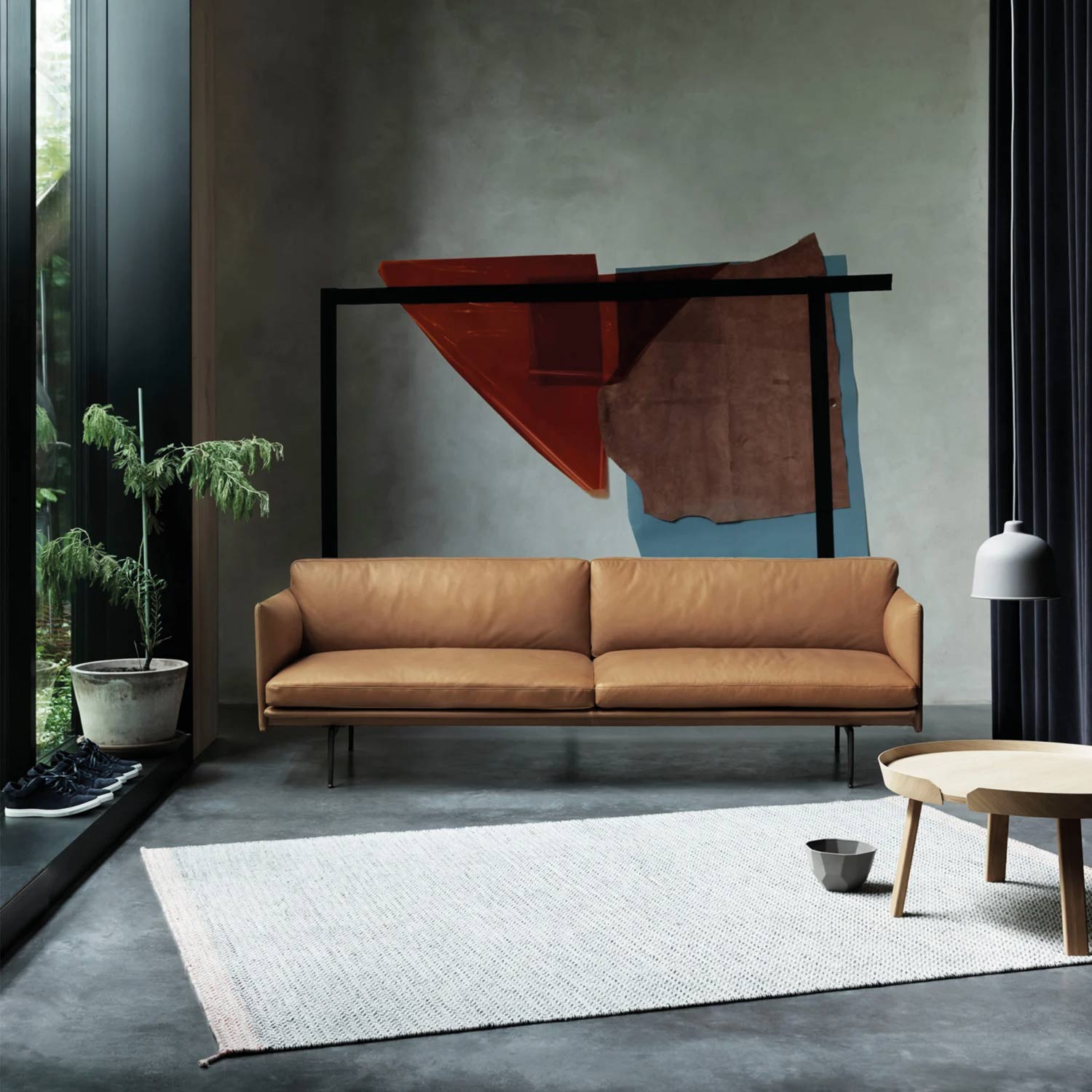 muuto outline sofa 3 sitzer ambiente cognac refine leather 83450