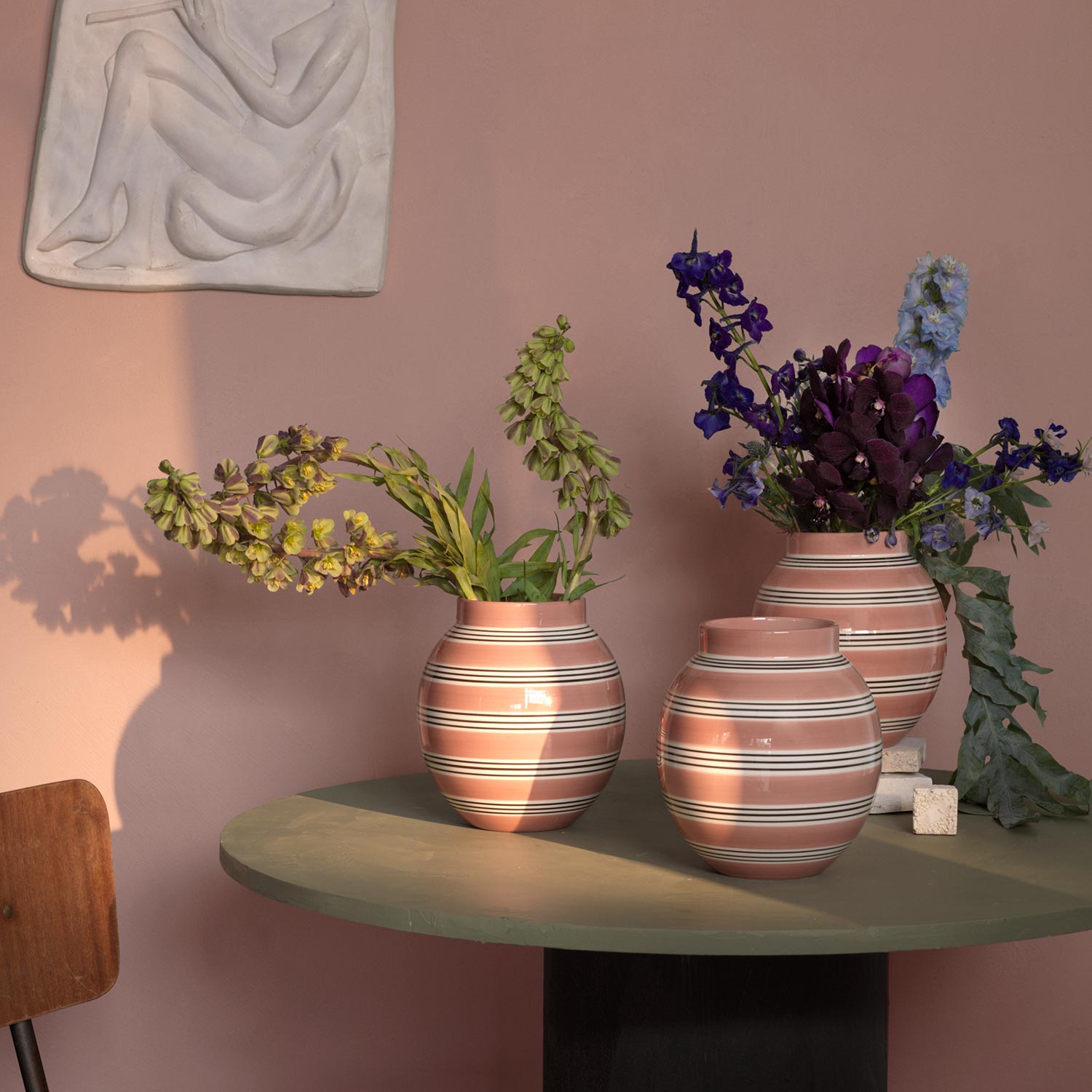 kaehler omaggio nuovo blumenvase taubenrosa 74116