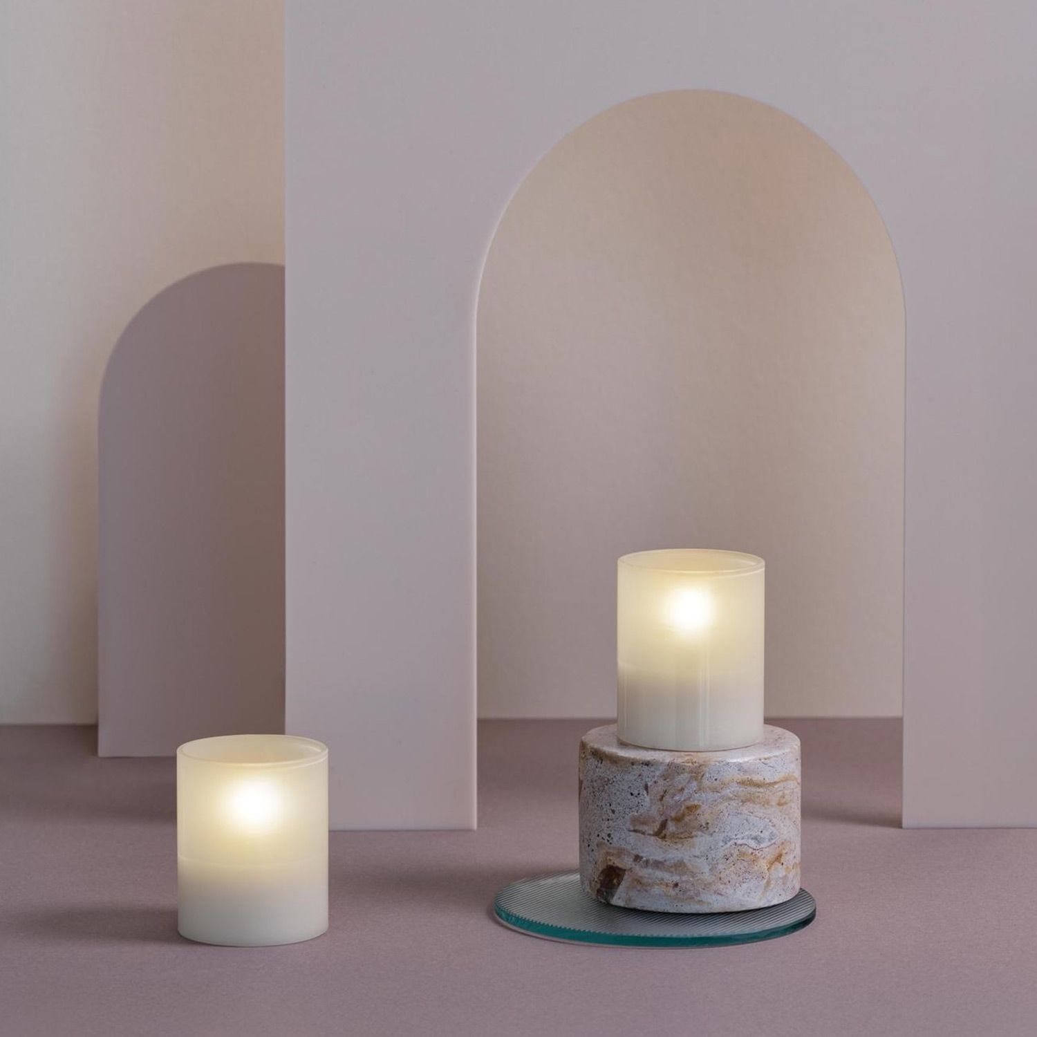 Moods&More - LED-Hurricane-Kerzen 2er-Set vintage rose