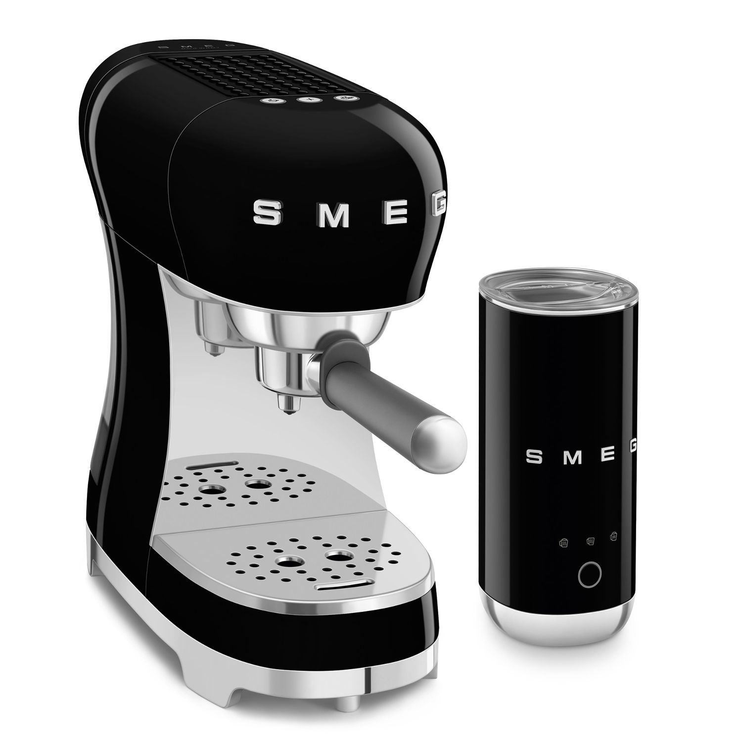 SMEG - Siebträgermaschine und Milchaufschäumer ECF12 schwarz
