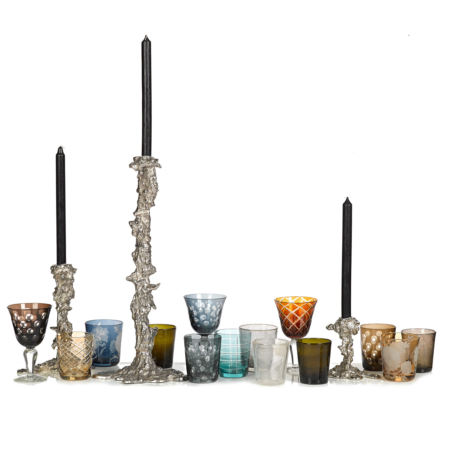 pols potten drip kerzenstaender silber uebersicht 95188