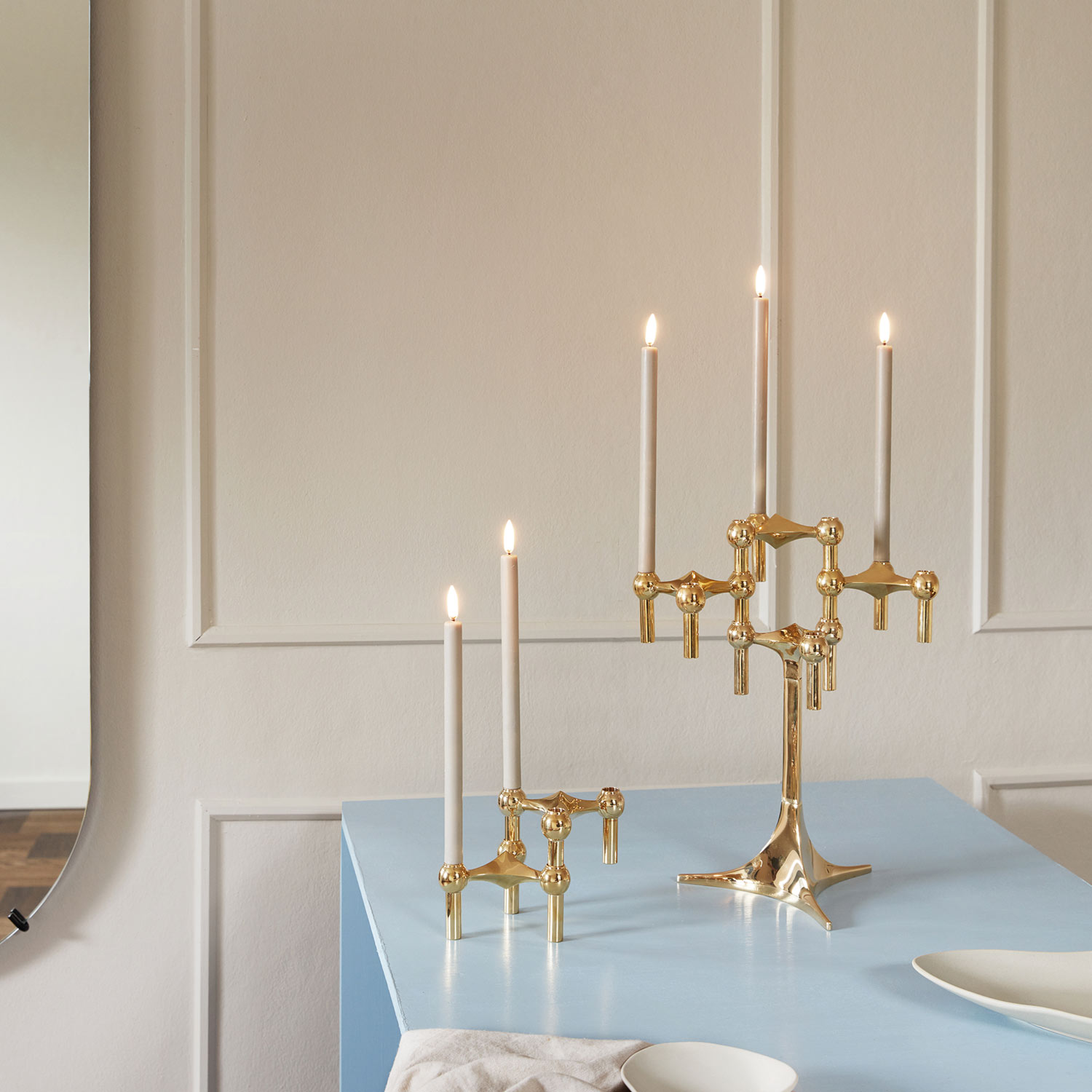 Stoff Nagel LED Kerzen sand ambiente kerzenhalter tisch 86450