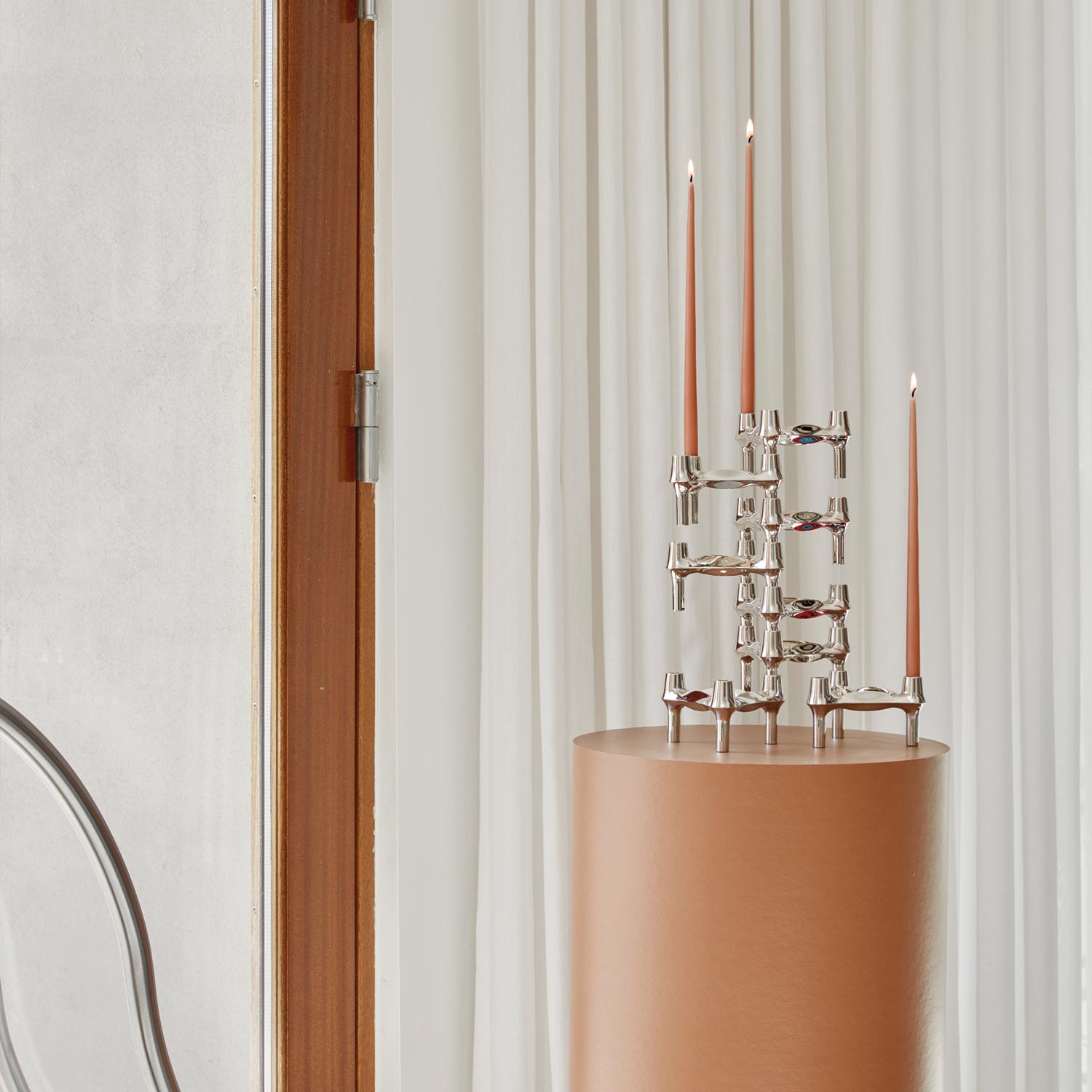 stoff nagel bmf kerzenhalter ambiente deko chrom kerzen 97091