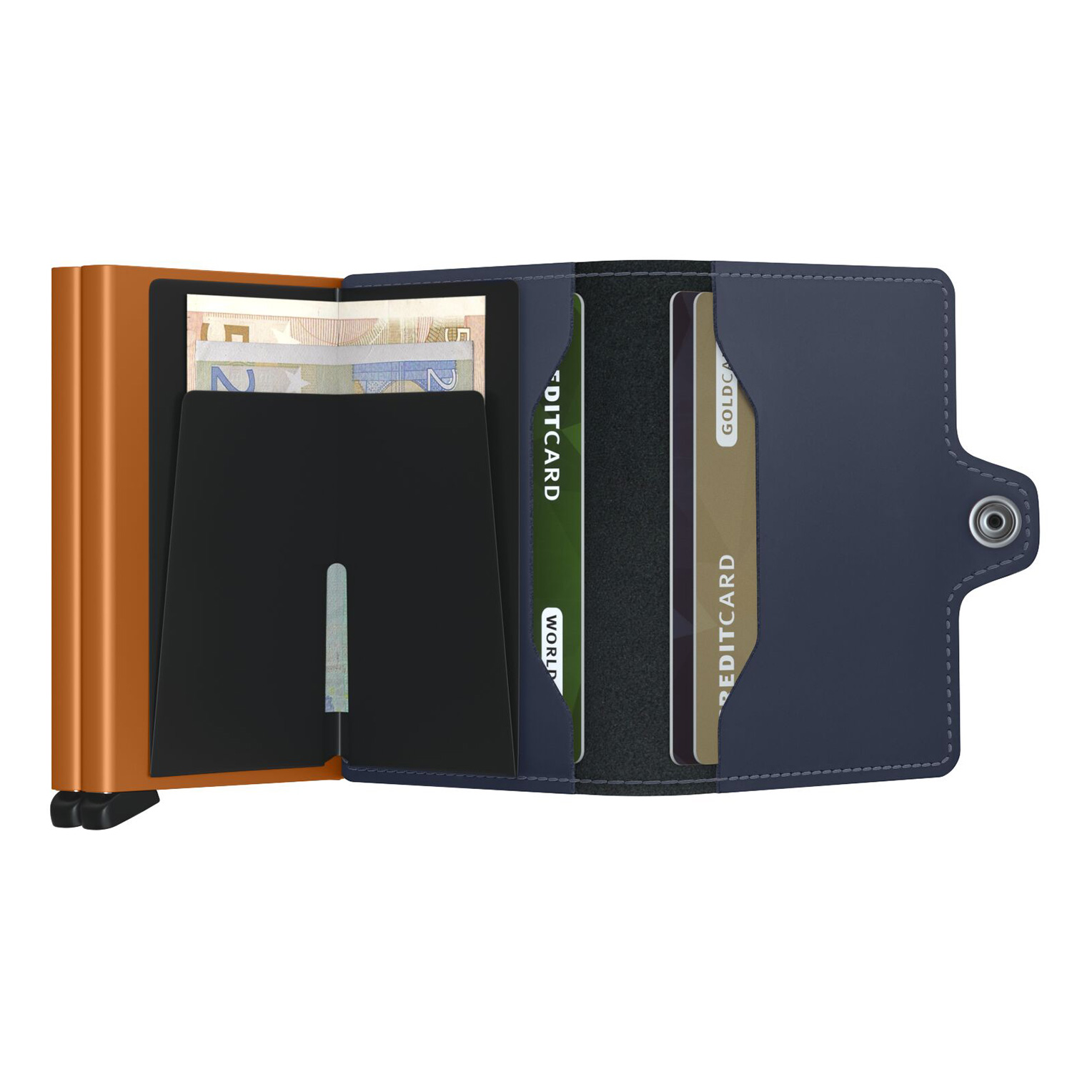 secrid twinwallet Matte night blue orange offen 105122