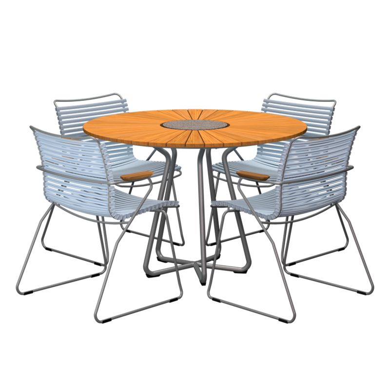 HOUE - Set Circle Tisch Ø110 cm + 4xClick Sessel hellblau