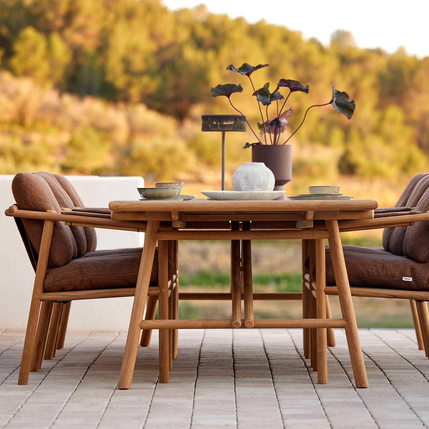 cane line sticks armlehnstuhl teak mit tisch 98695