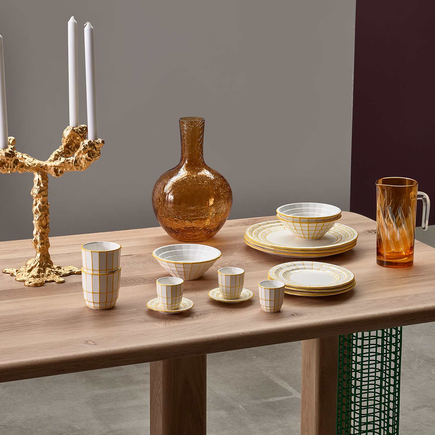 pols potten ball body vase crackled glas gelb L esszimmer close up 99148