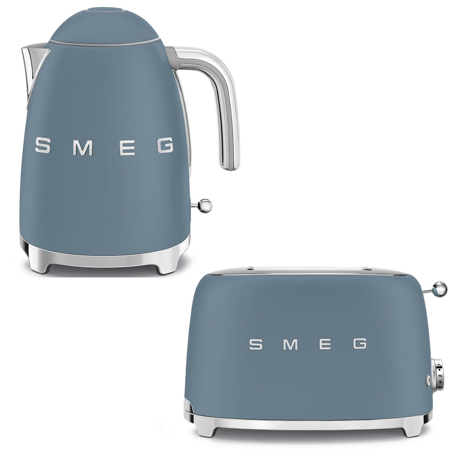 SMEG Wasserkocher Toaster Set Matt Storm Blue 105792
