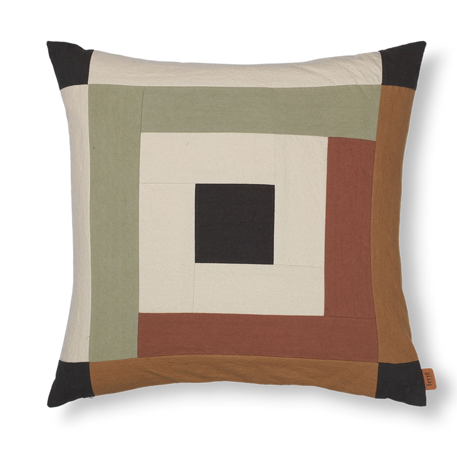 fermLIVING Border Patchwork Kissen DarkSageRedBrown 1104268646 101032
