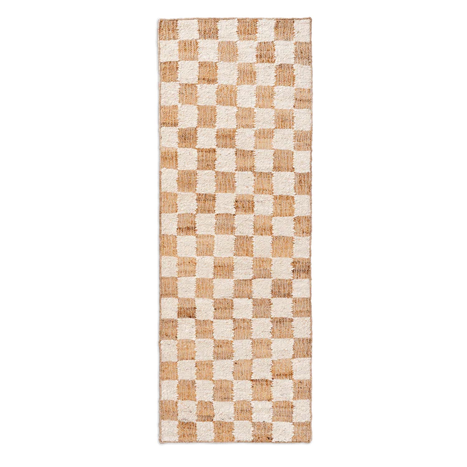 fermLIVING Check Wool Jute Laeufer Off whiteNatural 1104268672 101141