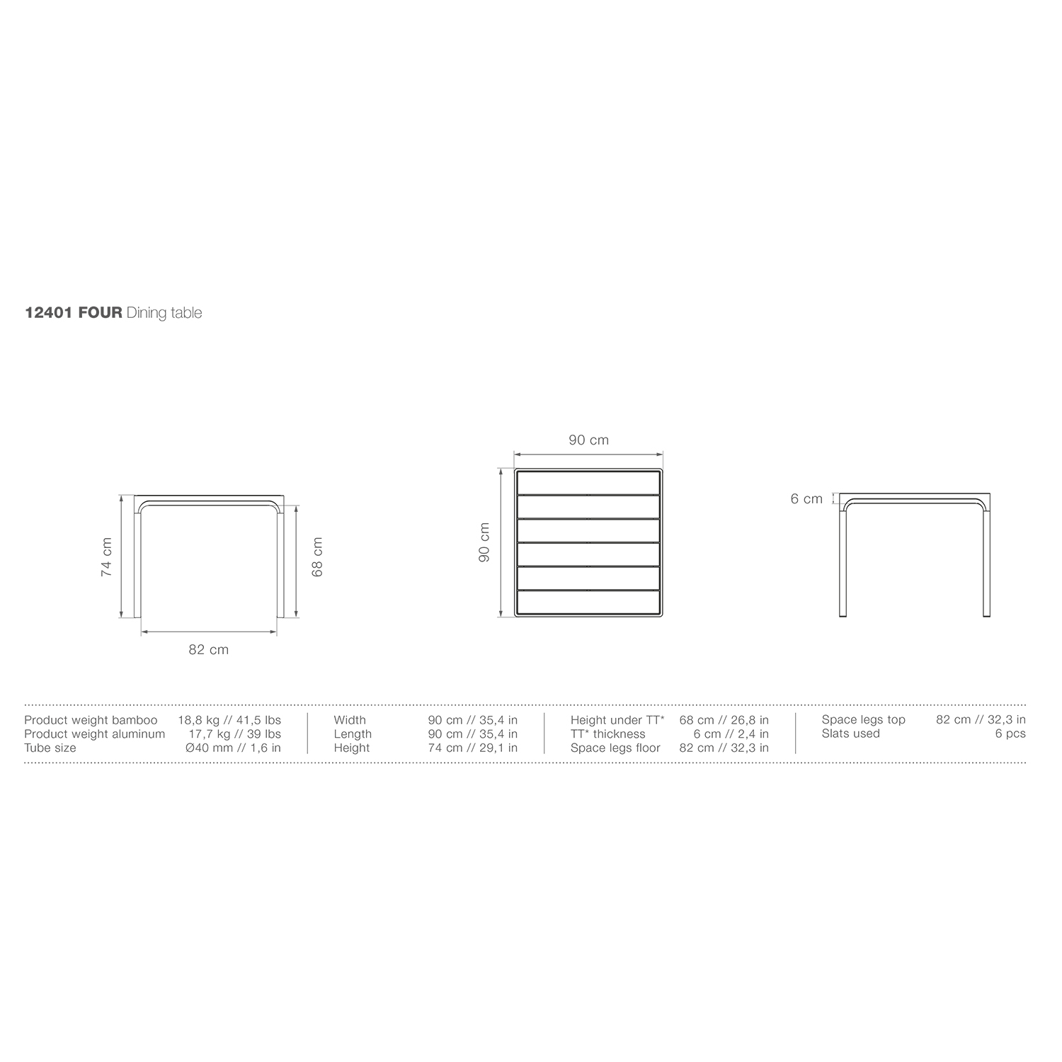 houe four tisch 90x90 12401 abmessungen 92626