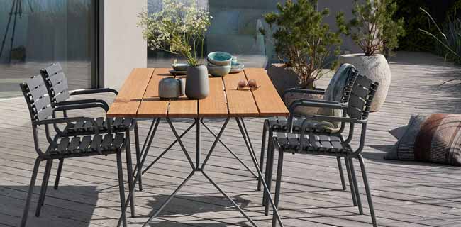 HOUE Stuhl Reclips Outdoorstuhl 4 Stück mit Tisch