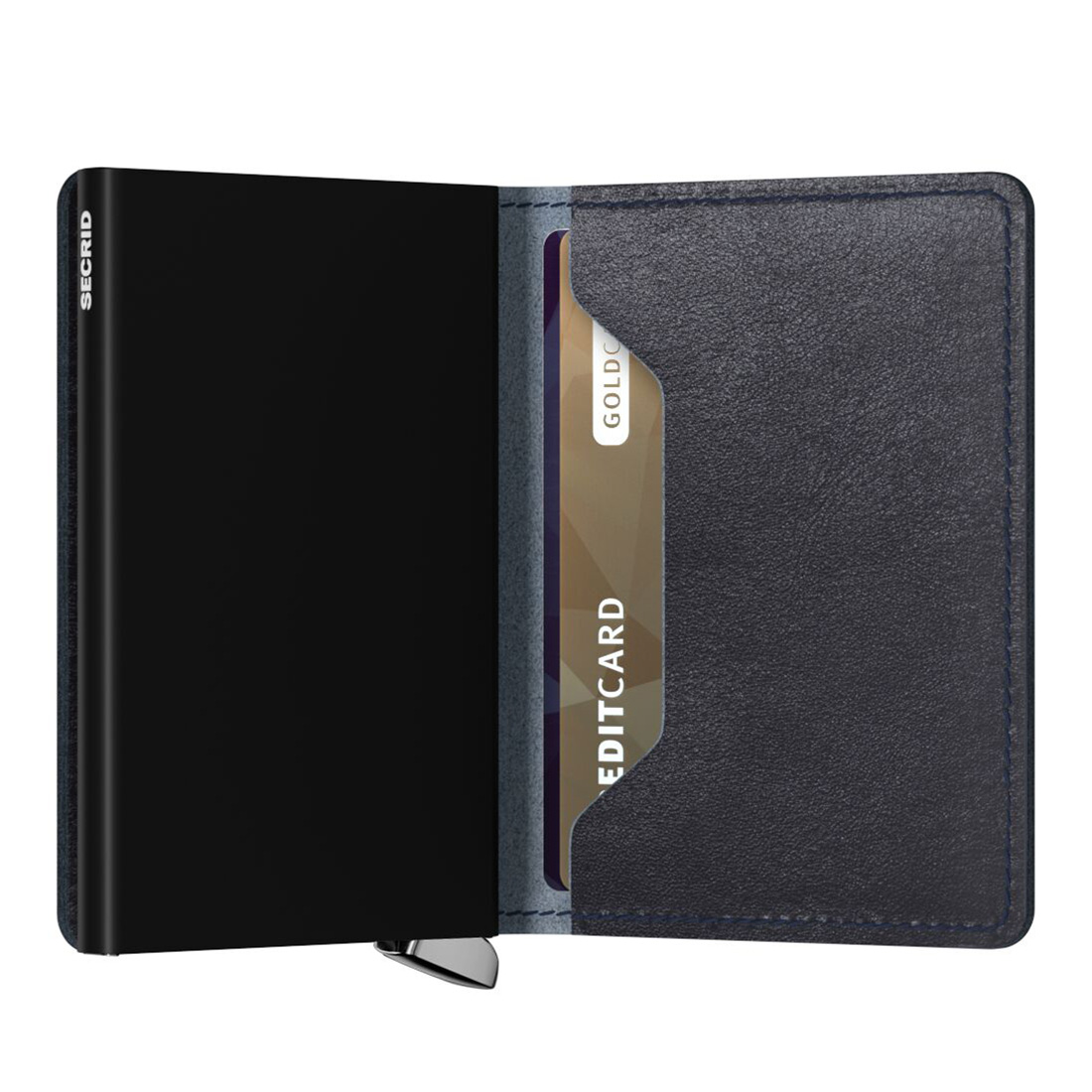 secrid slimwallet Basco navy halb offen 104798
