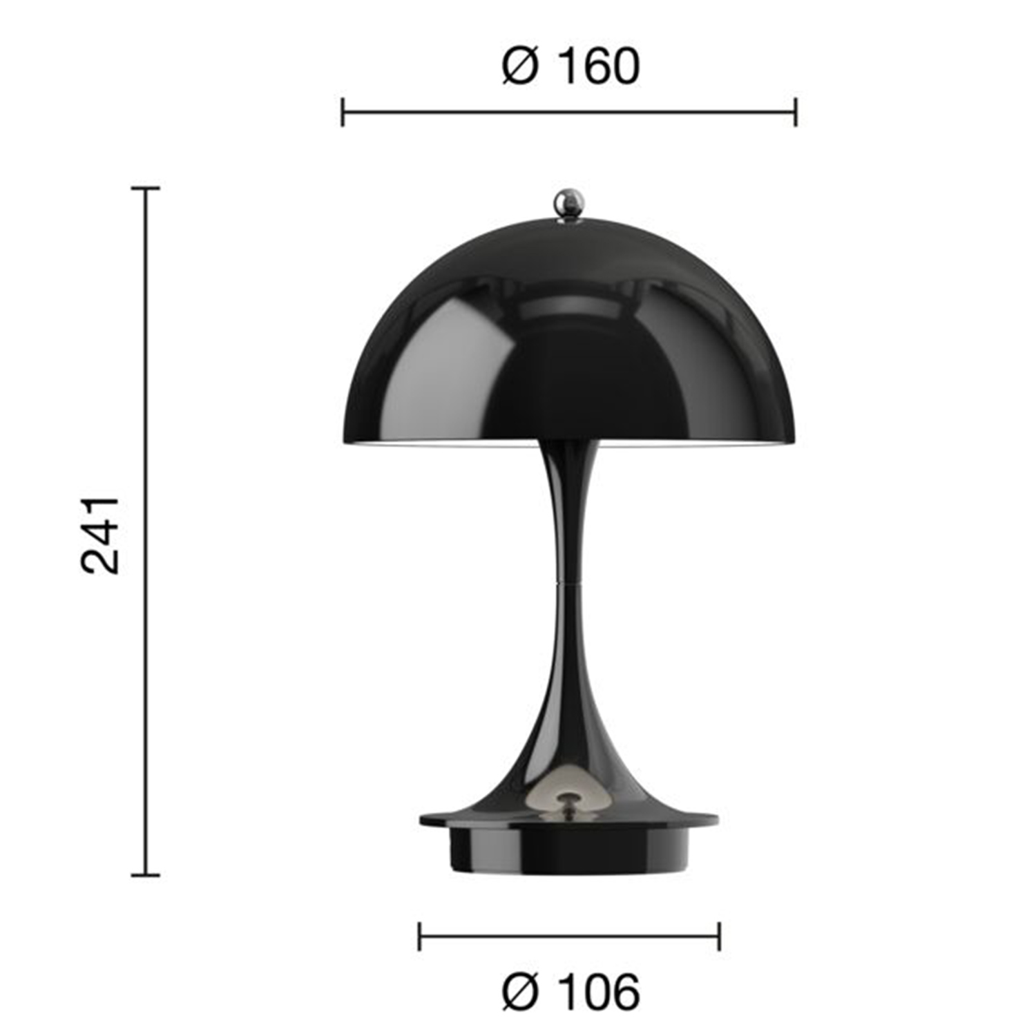 Louis Poulsen Panthella 160 Portable V3 62077 Opaque Black Masse 106464