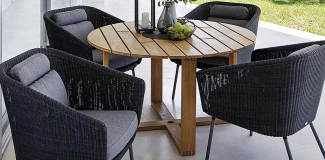 Cane-line Sessel Mega Dining Sessel 4 Stück auf Terrasse