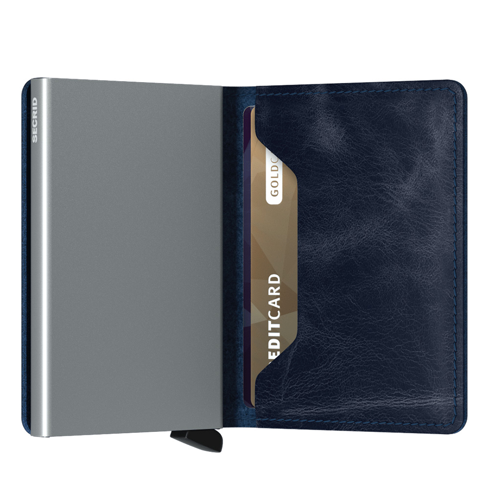 slimwallet vintage blau secrid offen 78913