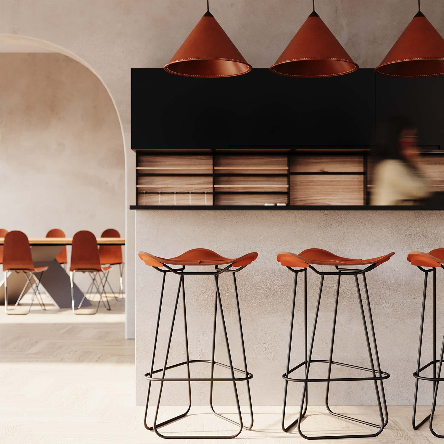 Cuero - Pampa Barhocker H65 cm schwarz/schwarz