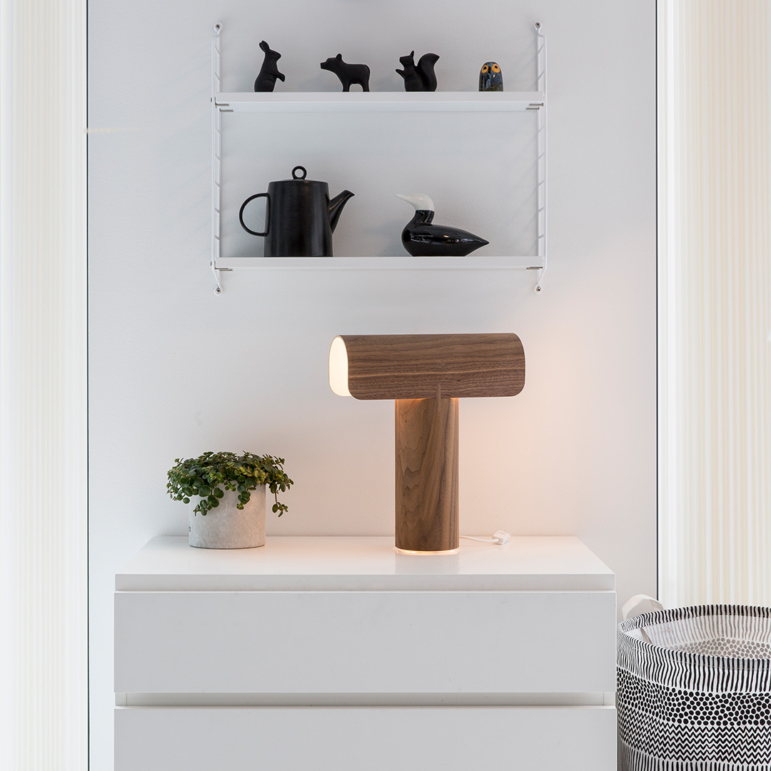 secto design teelo tischleuchte walnuss lampe 72087