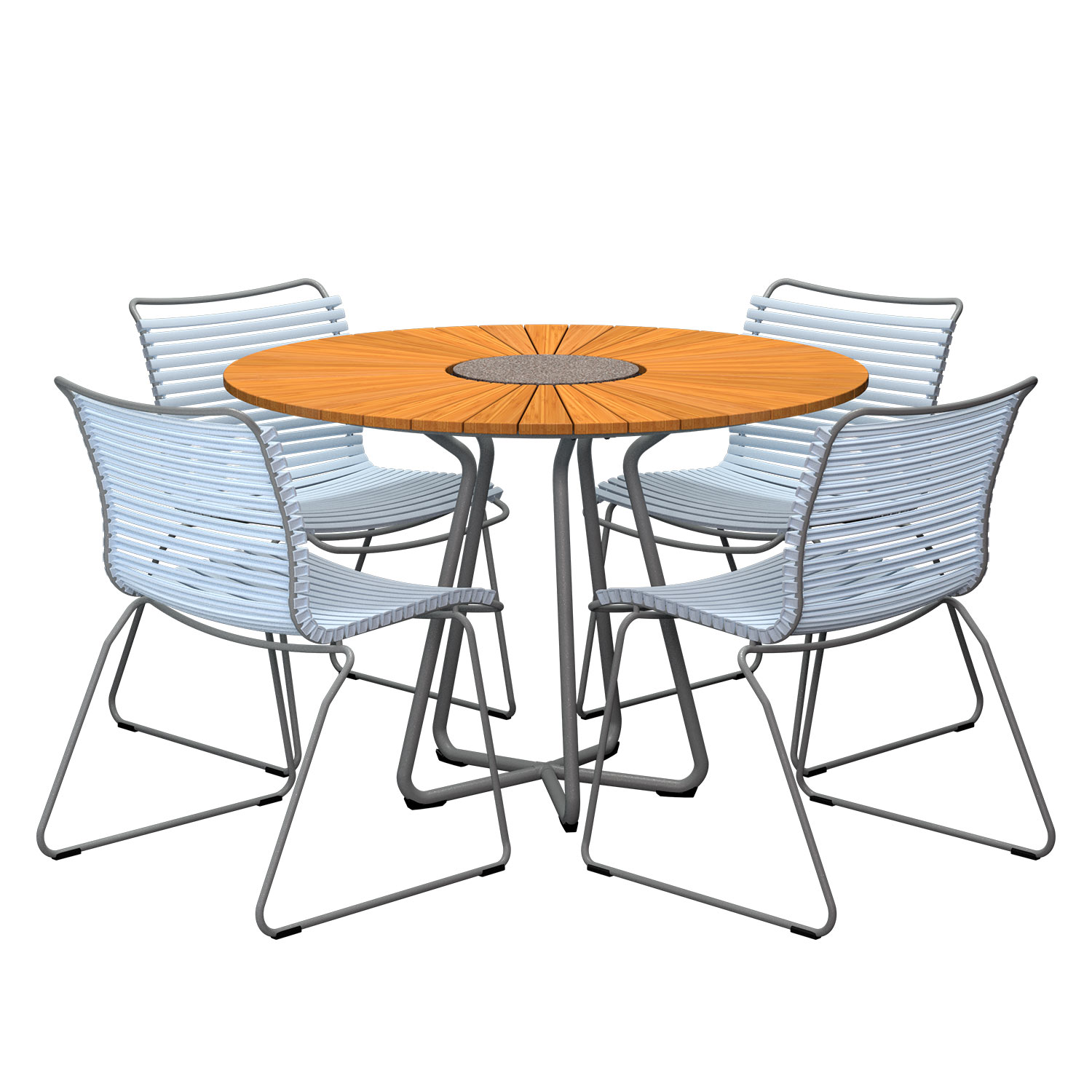 HOUE - Set Circle Ø 110 cm + 4x Click Stuhl hellblau