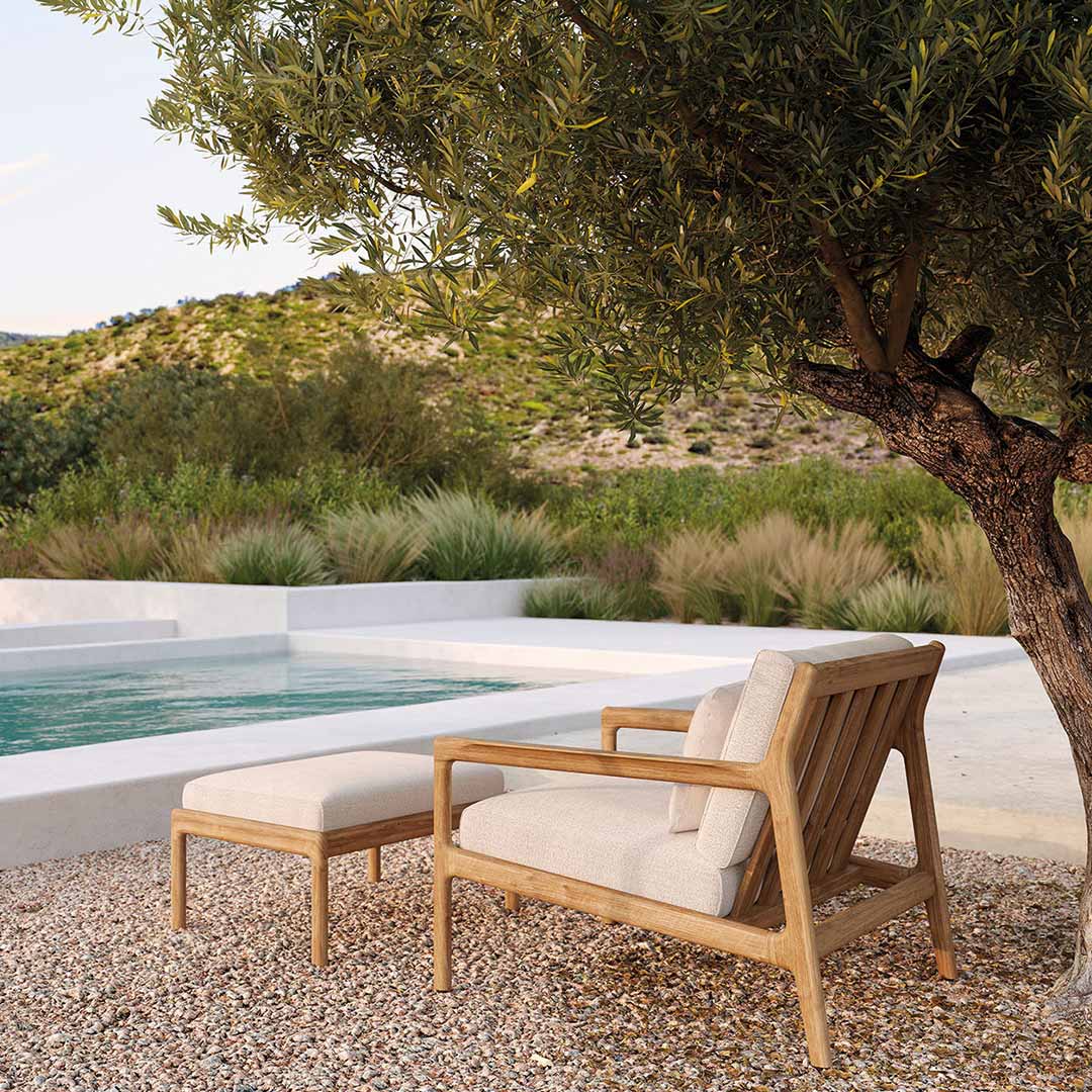 ethnicraft outdoorkissen boucle white ambiente 87970