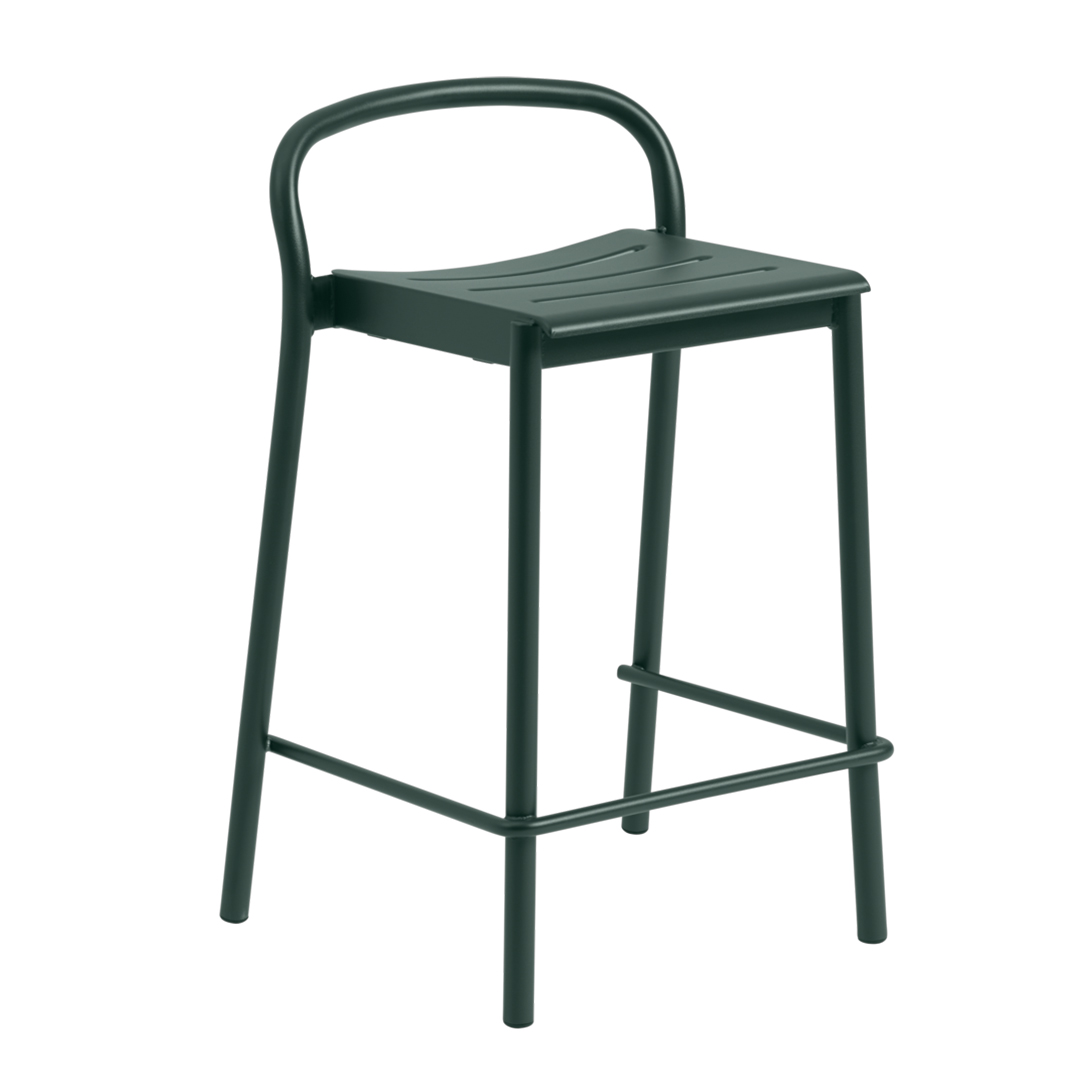 muuto linear steel counter stool dark green 85923