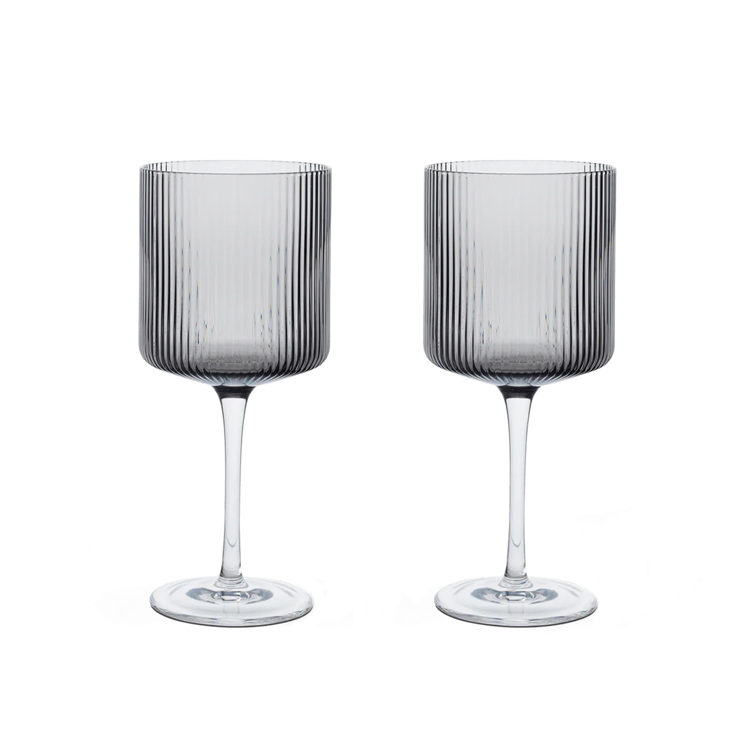 ferm LIVING Ripple Rotweinglaeser 2er Set smoked grey 1104270092 104479