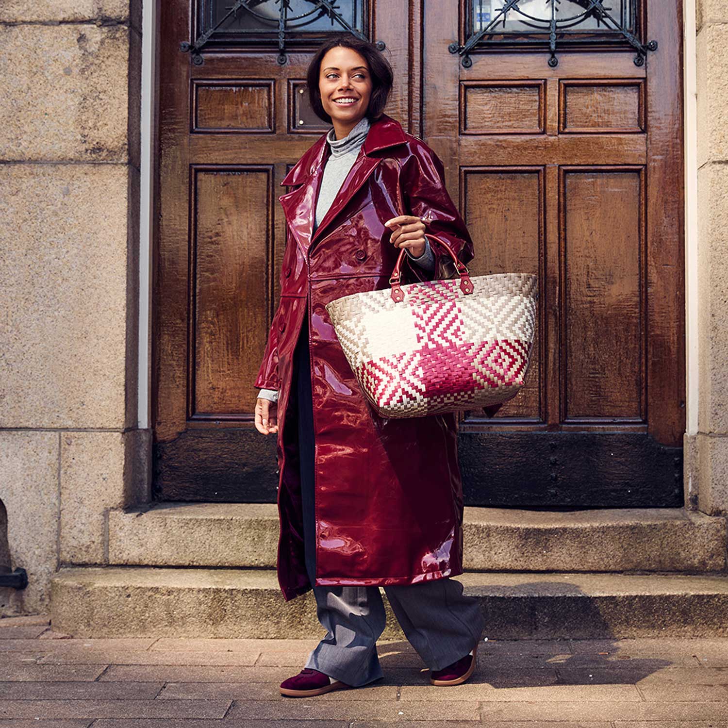 Handed By - Quinn Shopper burgundy red-liver with champagne