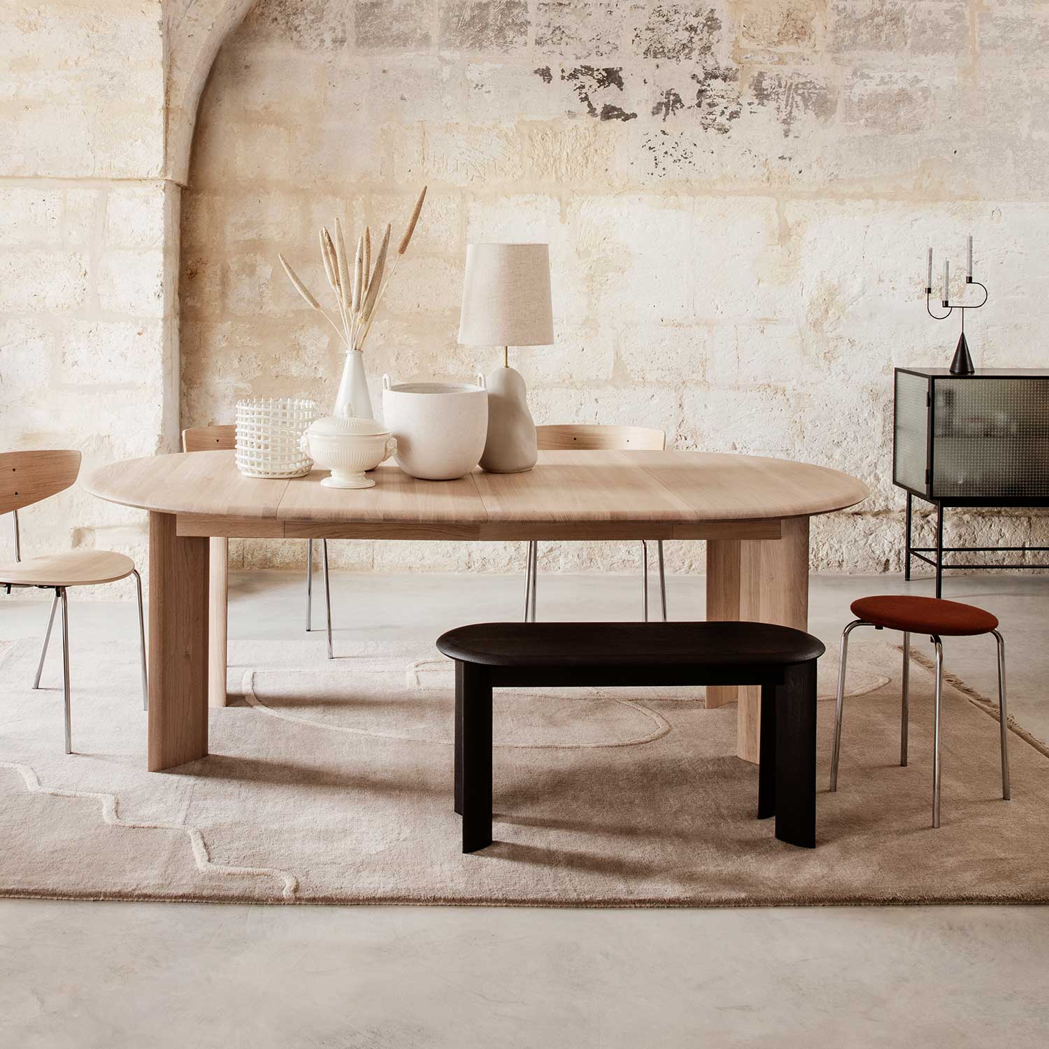 bank eiche schwarz ferm living bevel 83332