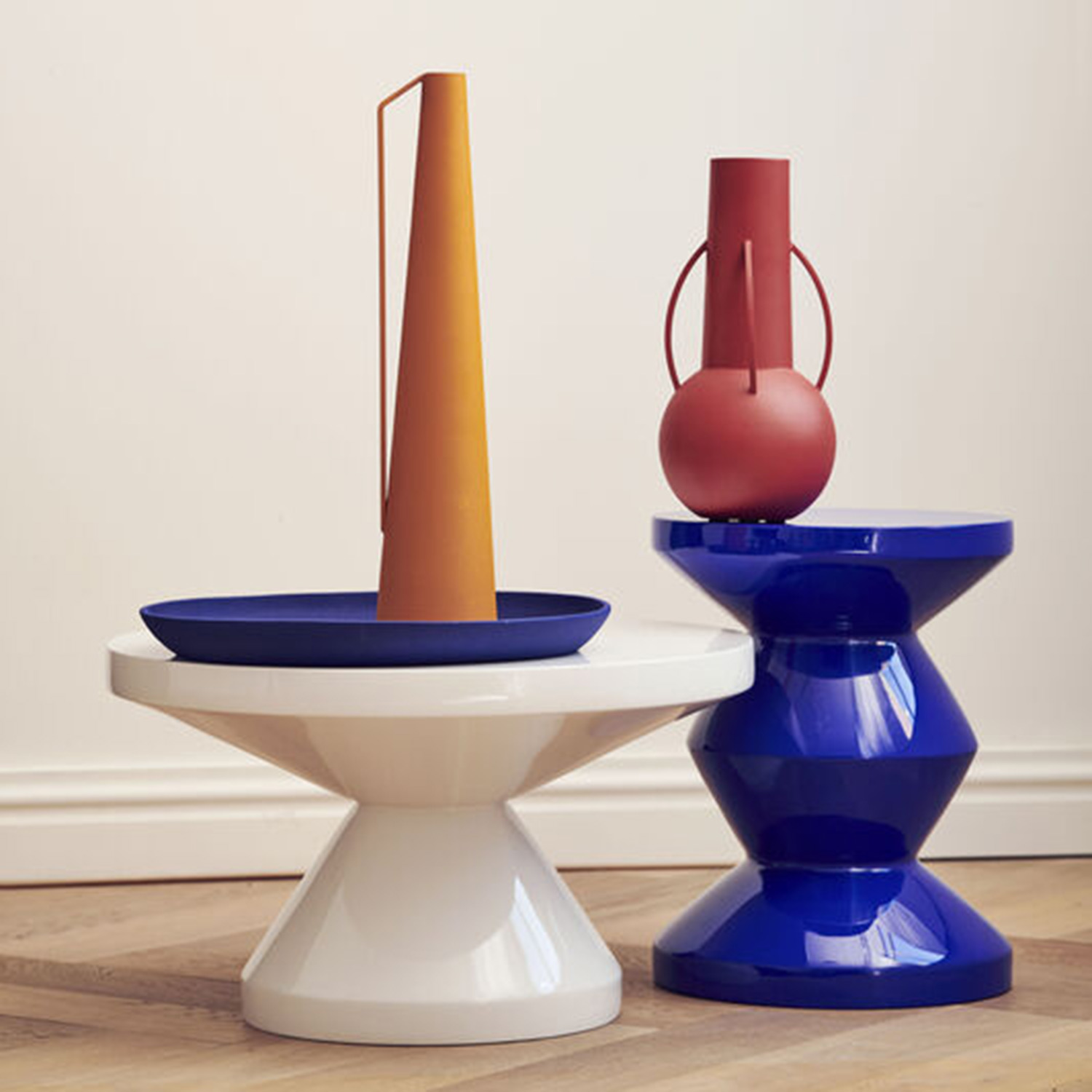 pols potten zig zag hocker dunkel blau wohnzimmer beistelltisch 95833