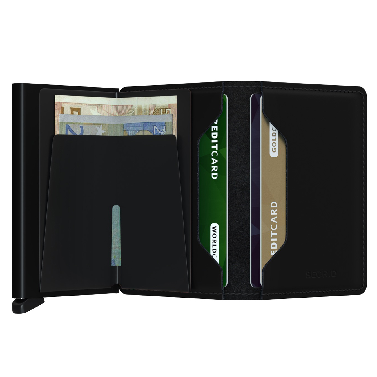 secrid slimwallet matte schwarz offen 53477