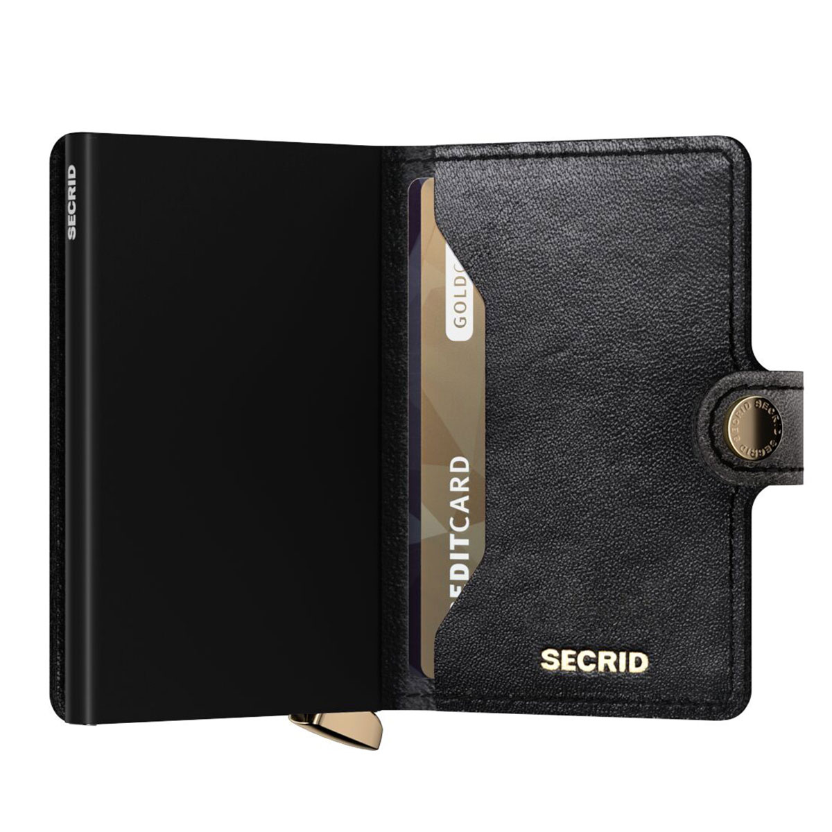 secrid miniwallet Emboss Diamond schwarz halb offen 105171