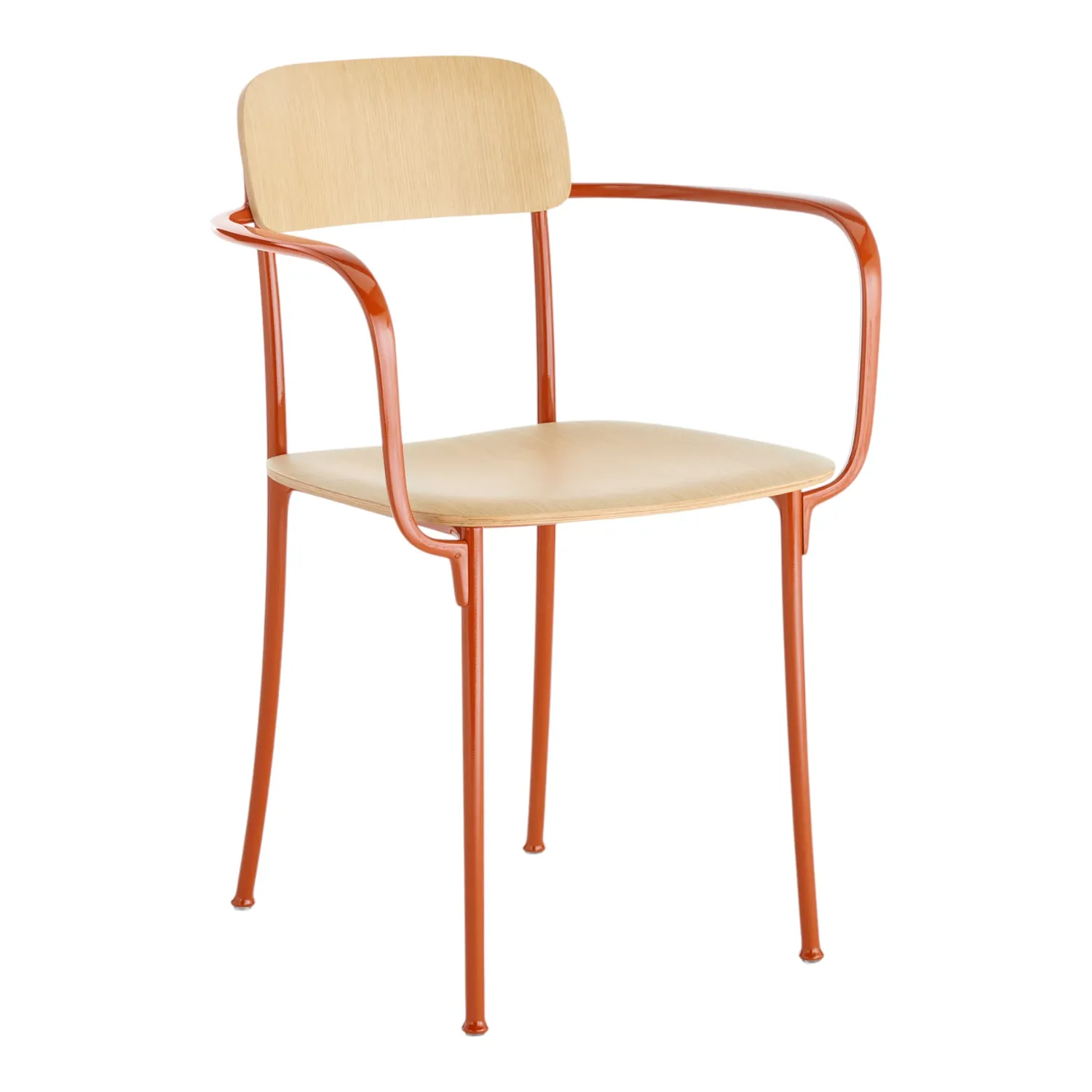 Kartell - Savoia Kleiner Holzsessel Eiche hell/rot