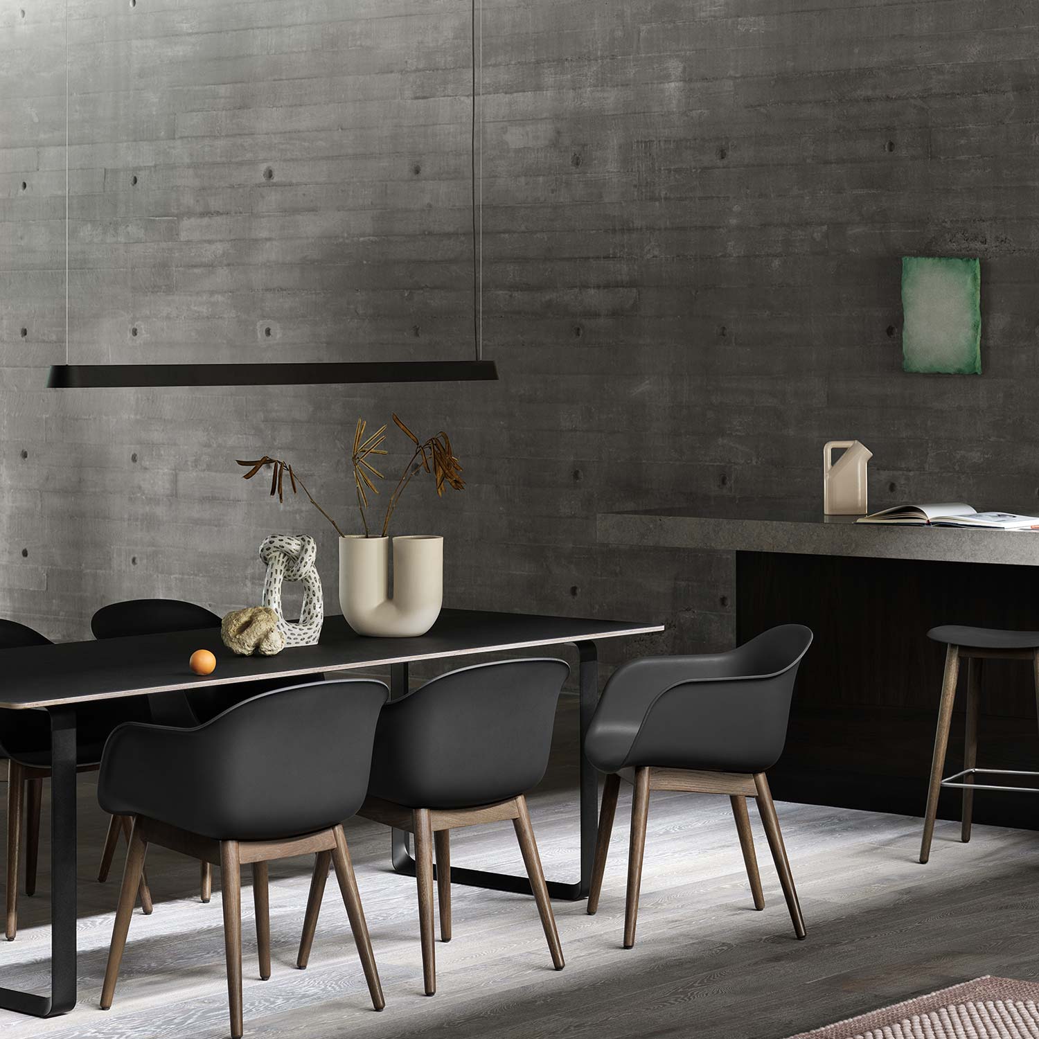 esstisch linear pendellampe 169 schwarz muuto 62921