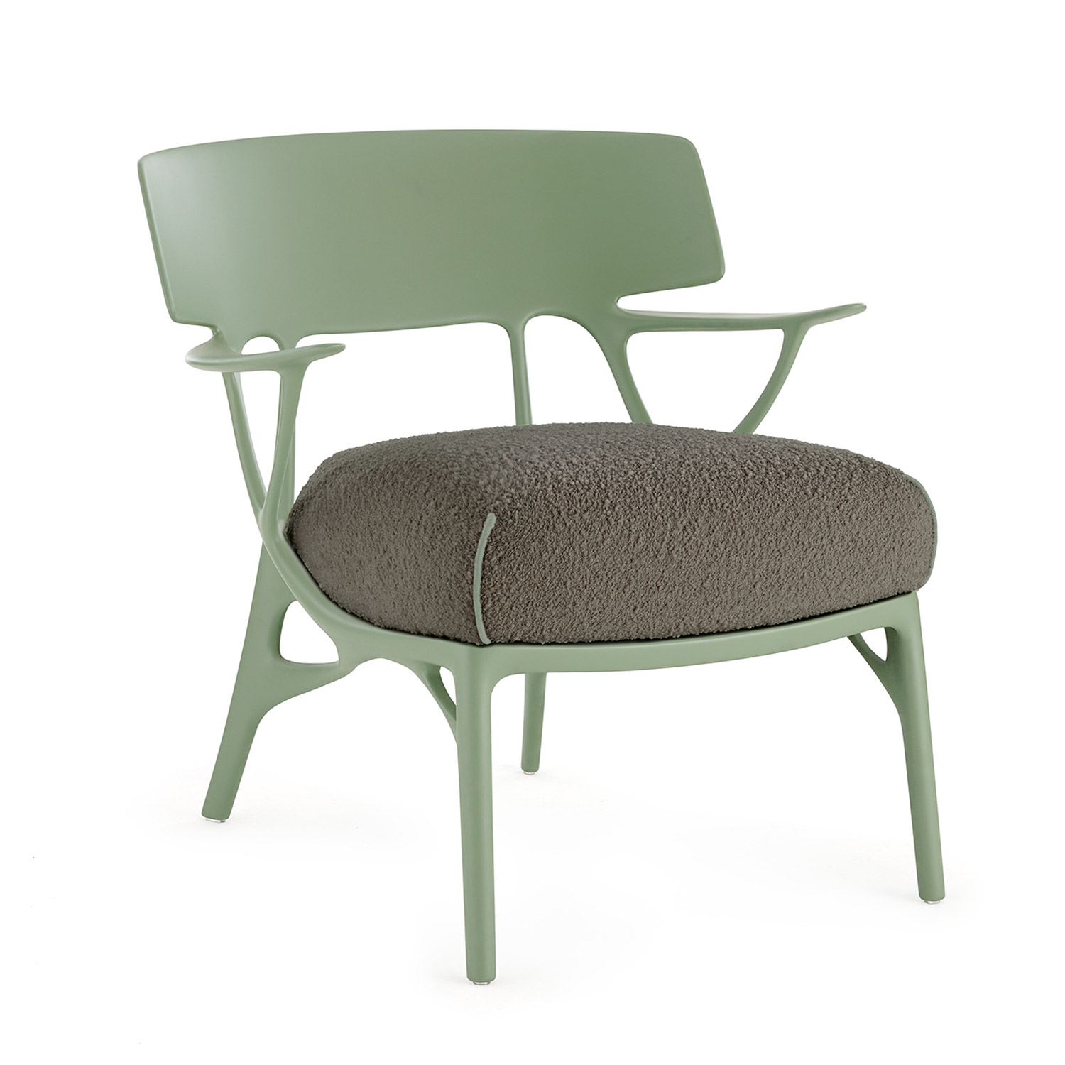 Kartell - A.I. Lounge Bouclé Sessel grau-grün