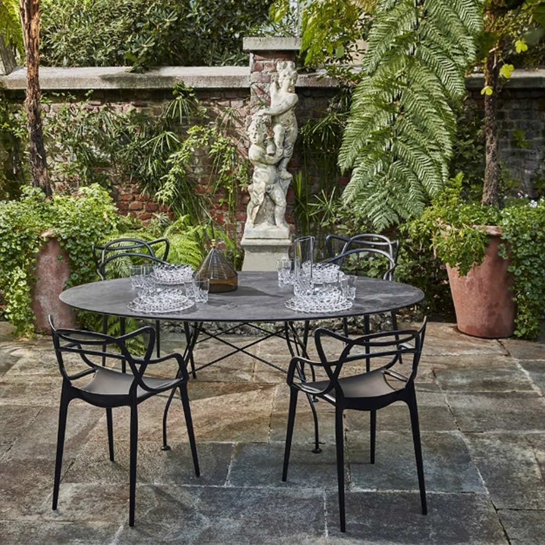 kartell glossy outdoortisch schwarz masters sedia 79096