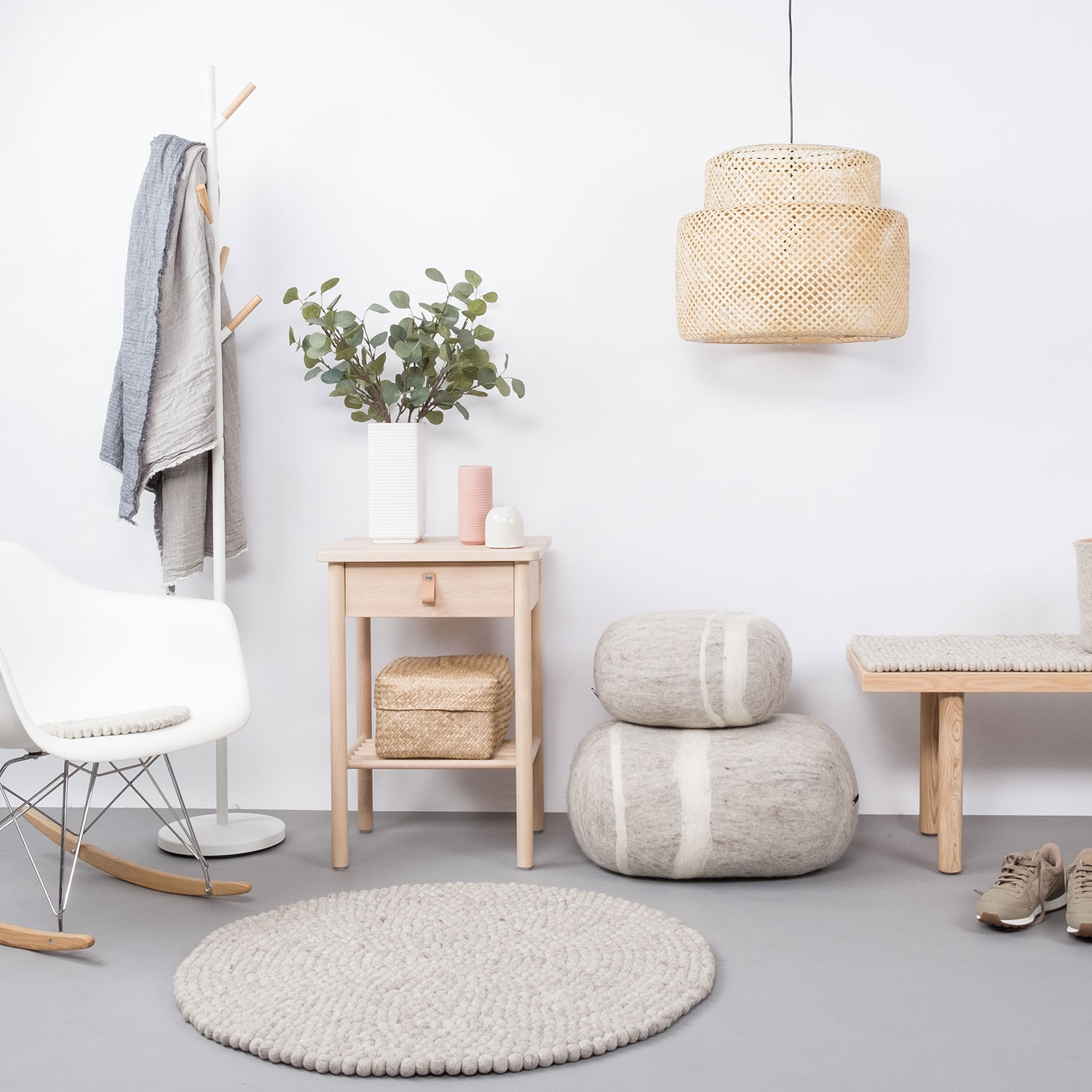 myfelt bela filzkugelteppich rund wohnzimmer 51932