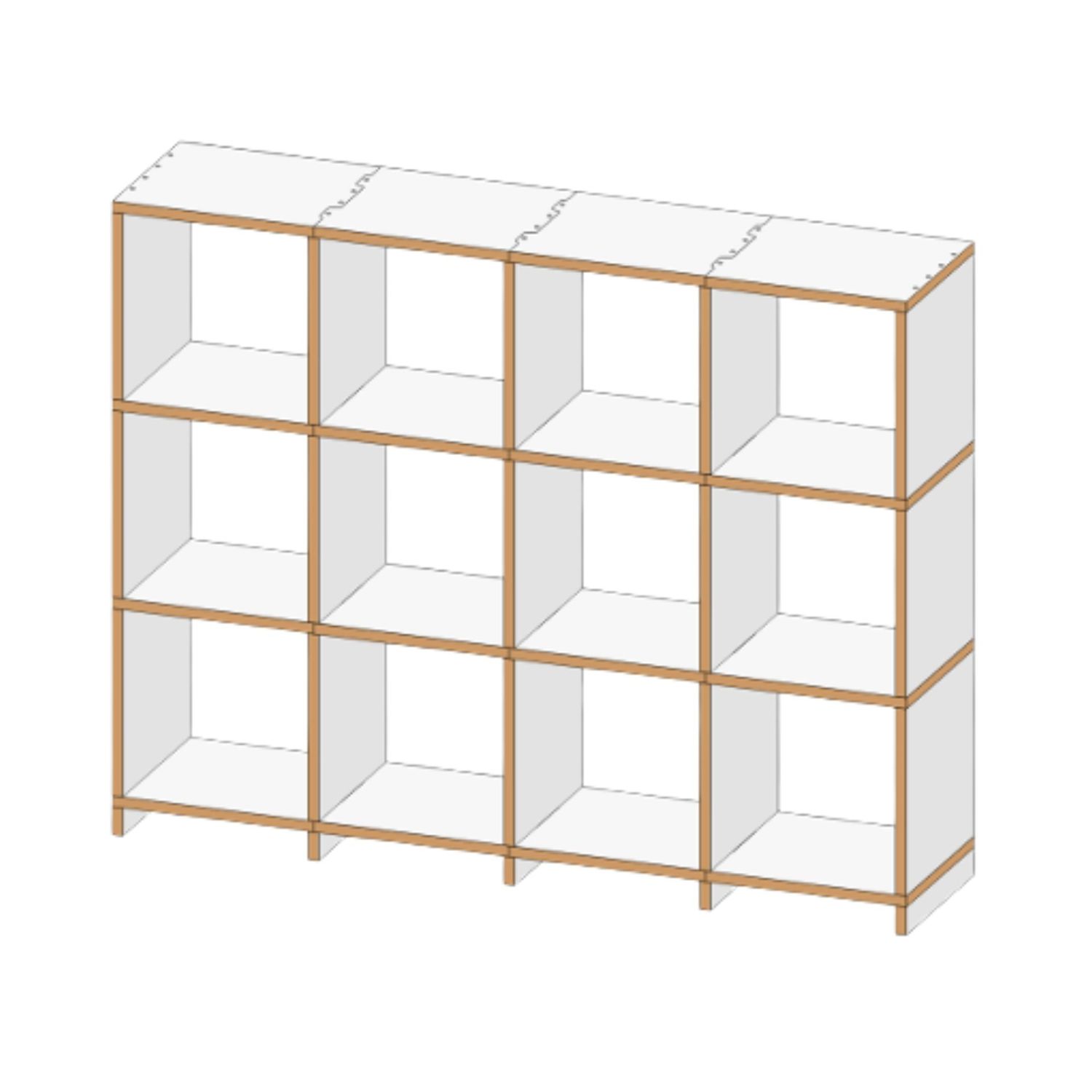 mocoba - Regal Classic 3x4 weiß/braune Kanten