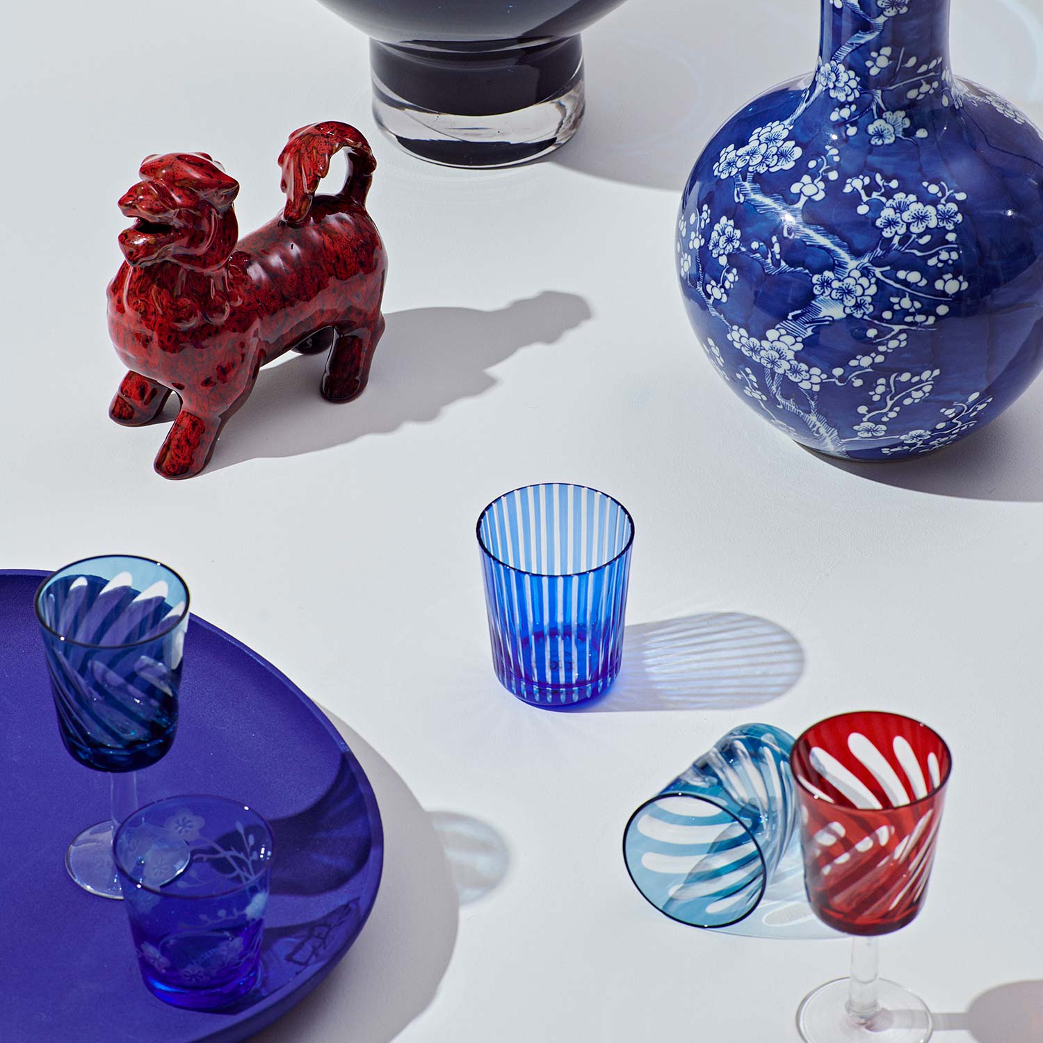 cobalt trinkglaeser 6er set vase 99052