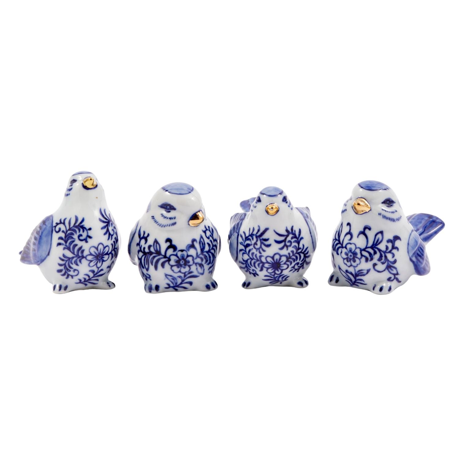 Pols Potten - Blaue Vogelfamilie Figuren 4er-Set