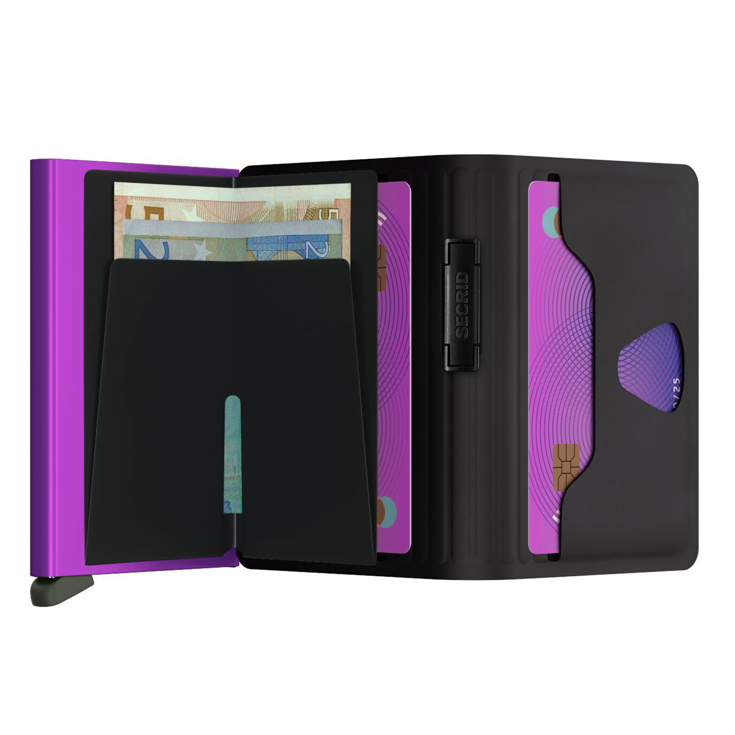 secrid Bandwallet TPU schwarz fuchsia offen 105250