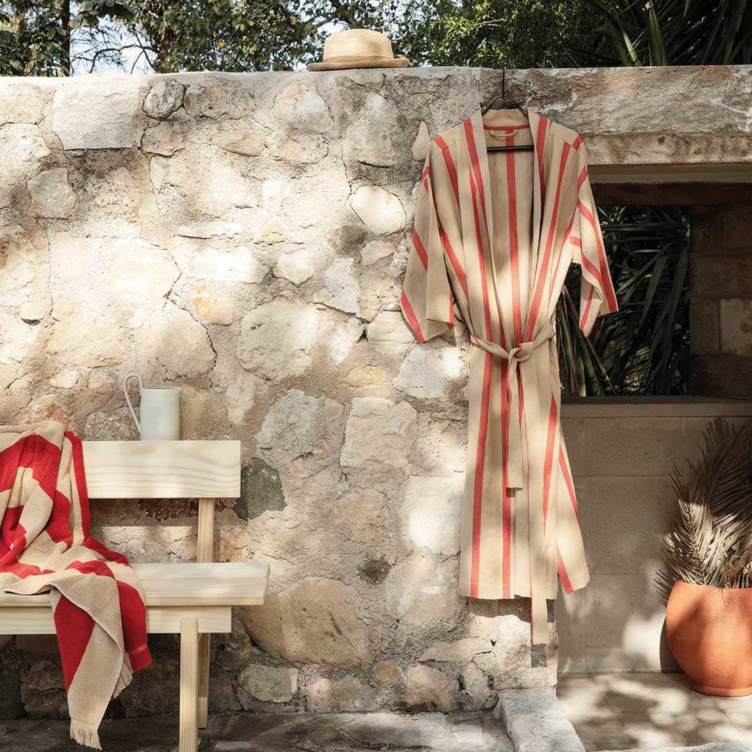 ferm living field robe camel red alee bath towel 81330