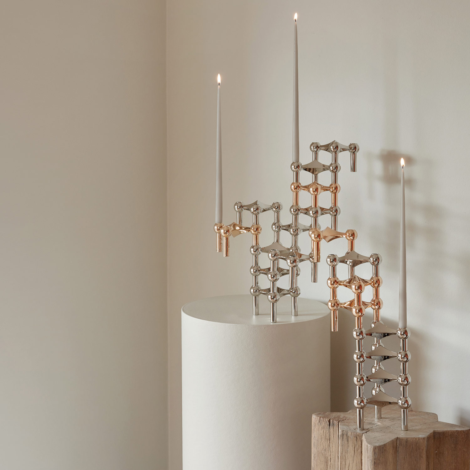 stoff nagel kerzenhalter rose gold ambiente mix 86418