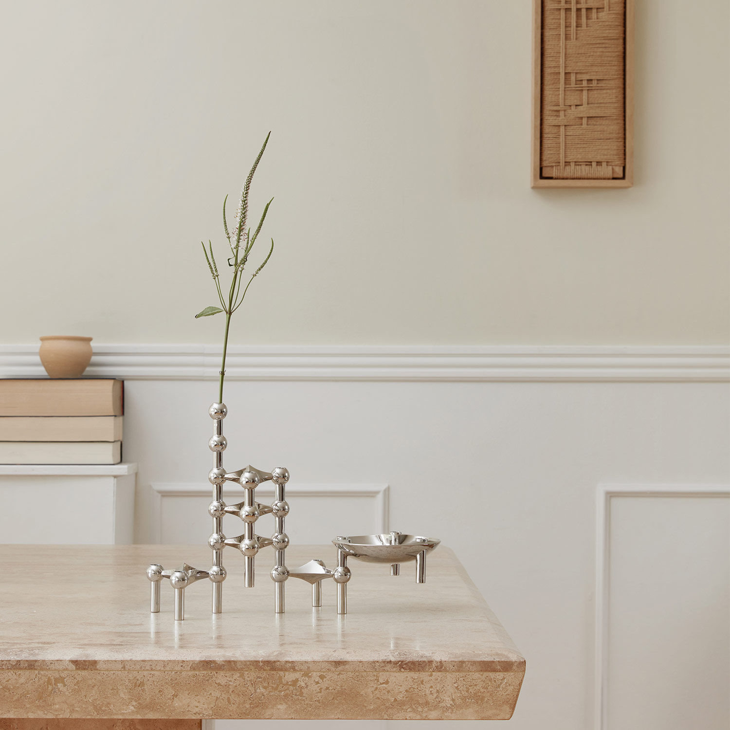 stoff nagel vase chrom kerzenhalter 78167