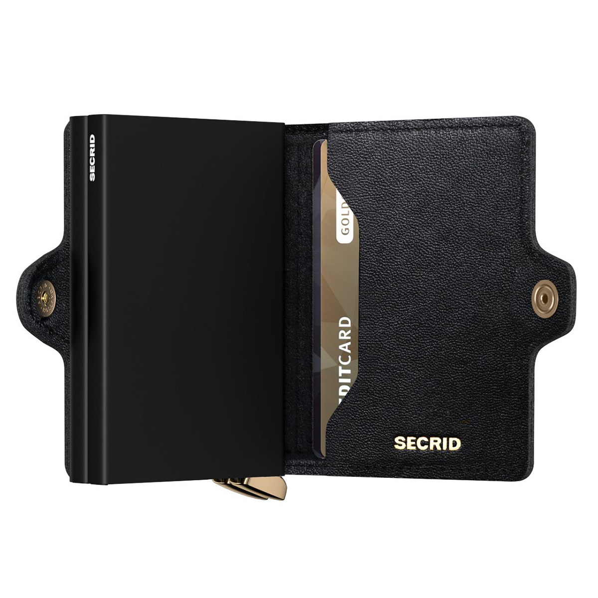 secrid twinwallet Emboss Diamond schwarz seitlich halb offen 105129