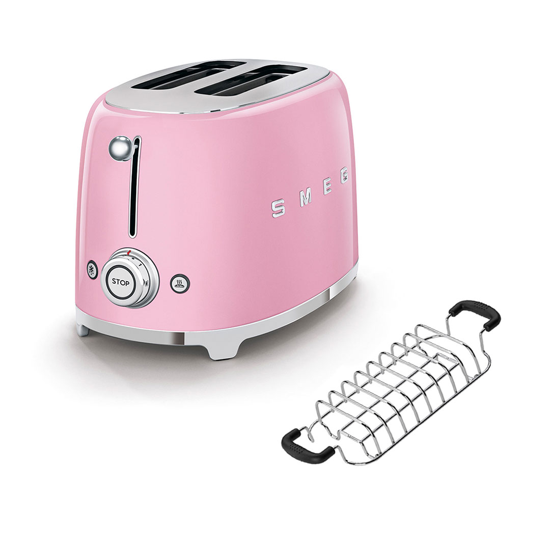 pink smeg toaster broetchenaufstatz set 55401
