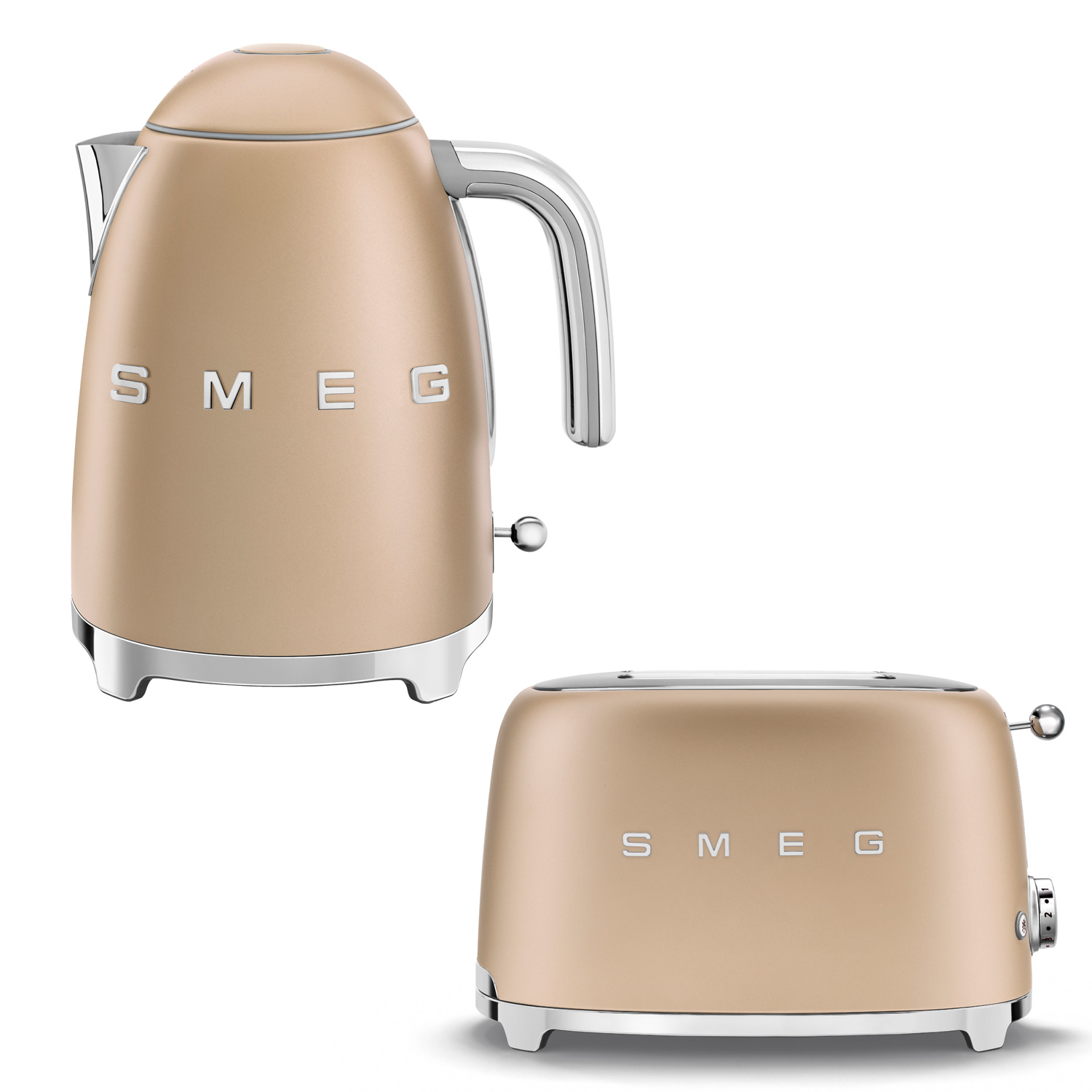 smeg set matt toaster wasserkocher champagner 60193