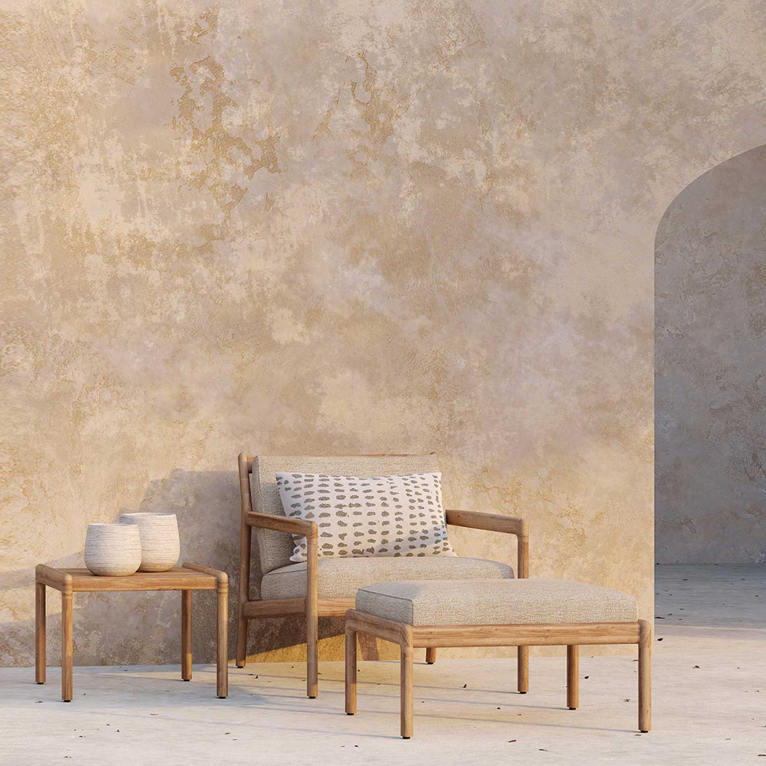 ethnicraft outdoorkissen white dots stuhl ambiente 87979