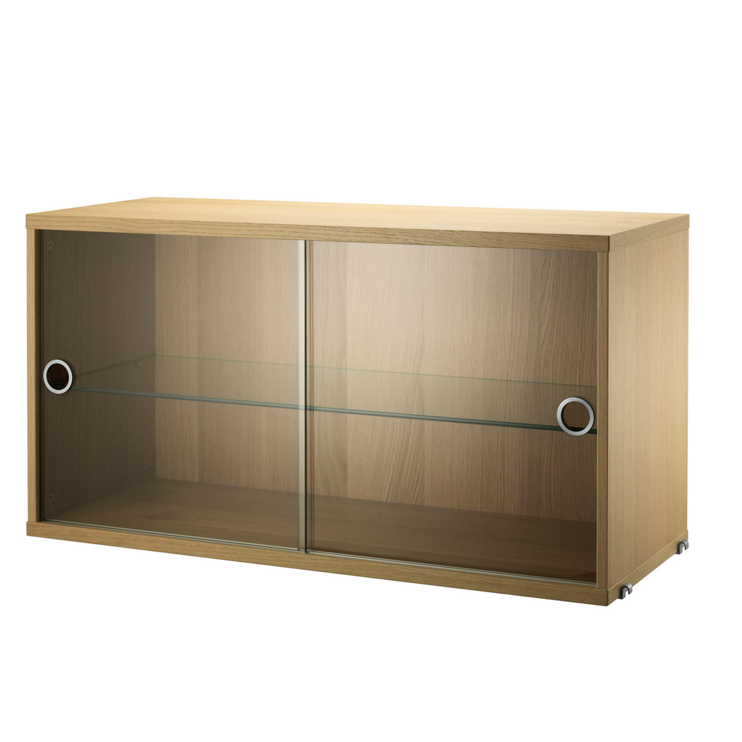 product display cabinet sliding doors glass oak 78x30 landscape large