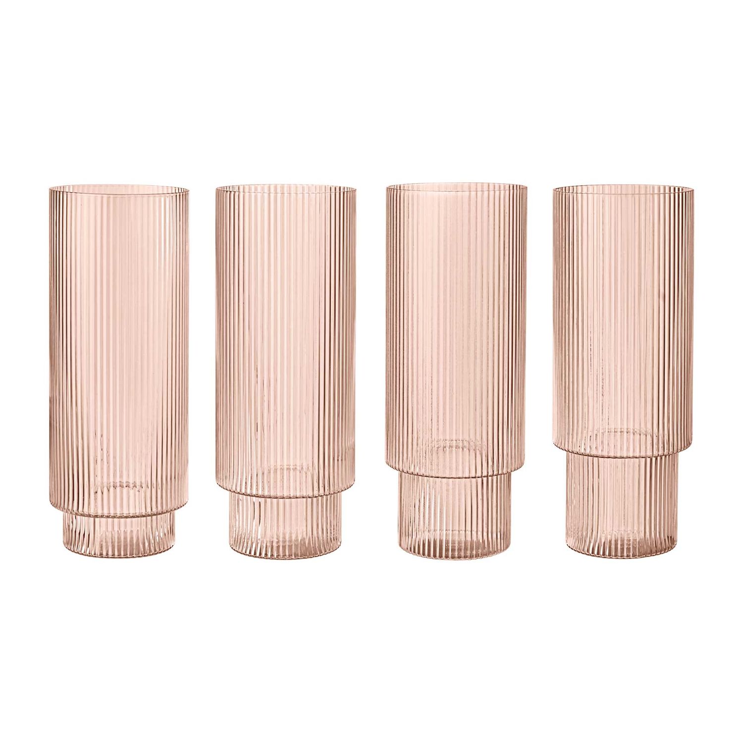 Ferm Living - Ripple Longdrink Gläser 4er Set blush