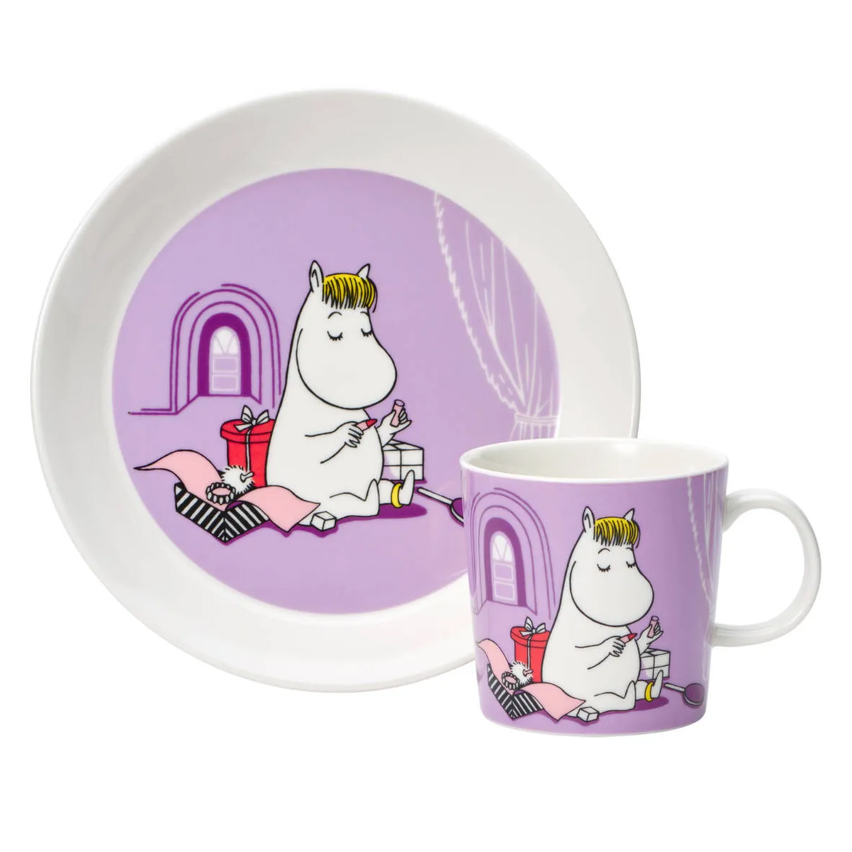 Moomin Arabia - Moomin Set Tasse und Schale Snorkmaiden lila